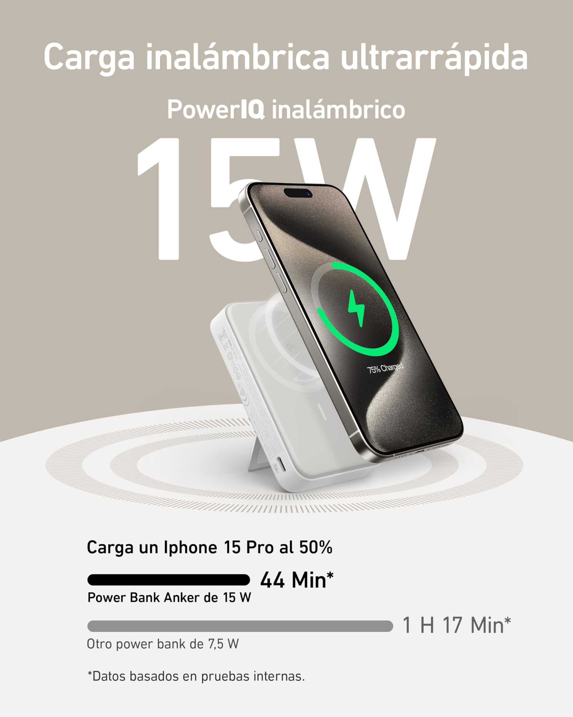 Power Bank Anker MagGo Verde con Pantalla Inteligente y Soporte para iPhone 16/15