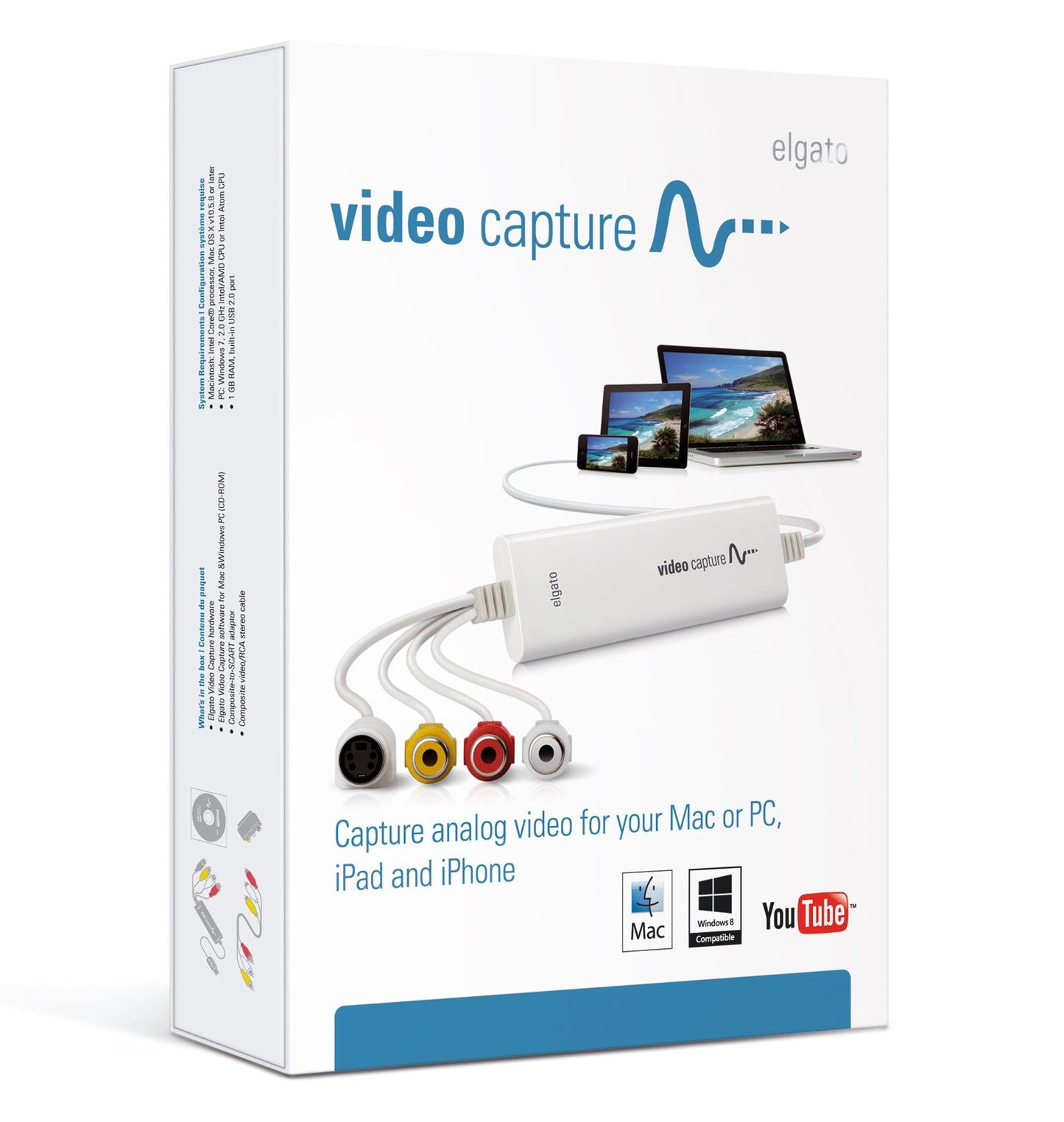 Elgato Video Capture - Capturadora digitalizadora de Video para Mac, PC y iPad (USB 2.0), Blanco