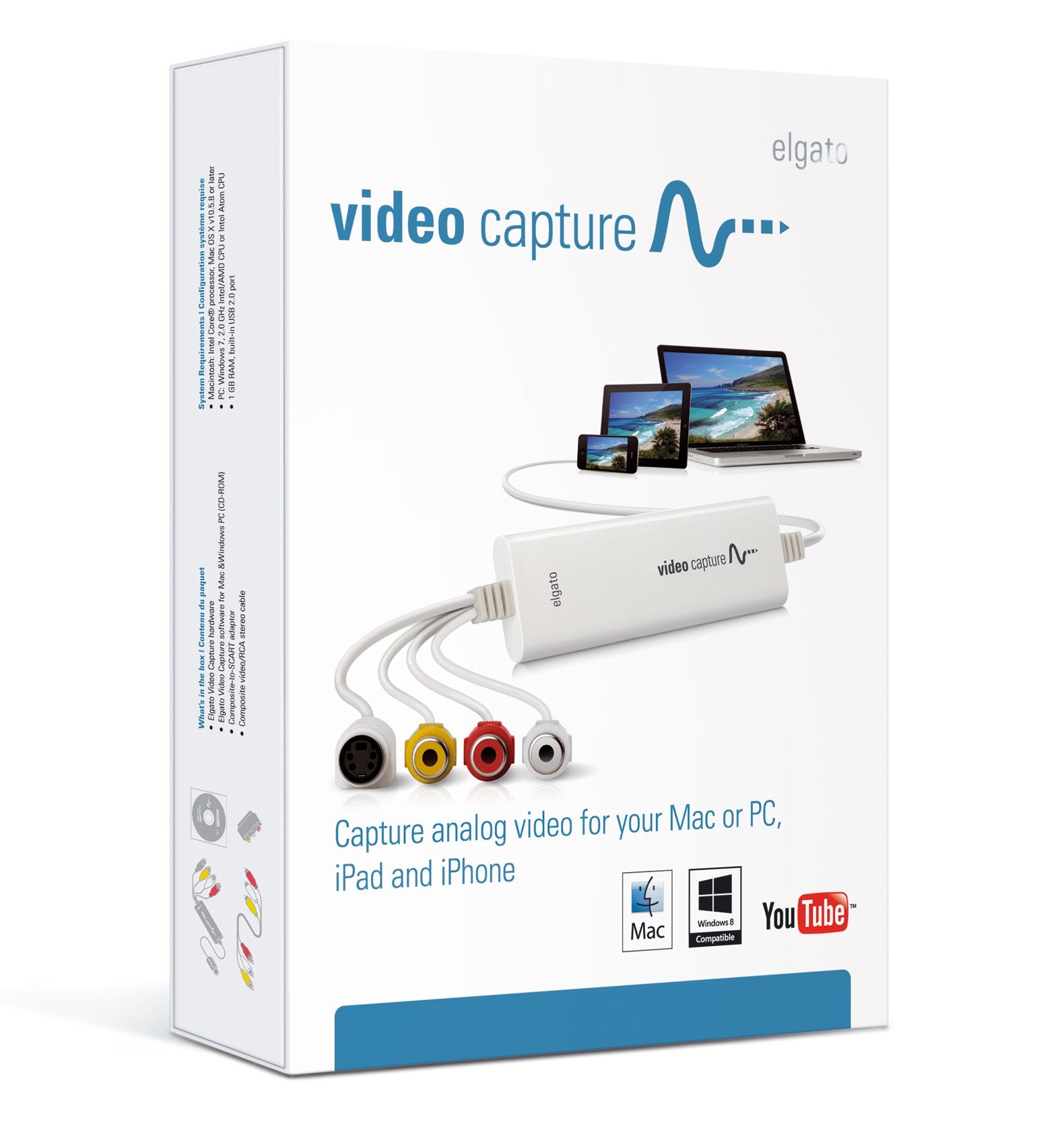 Elgato Video Capture - Capturadora digitalizadora de Video para Mac, PC y iPad (USB 2.0), Blanco