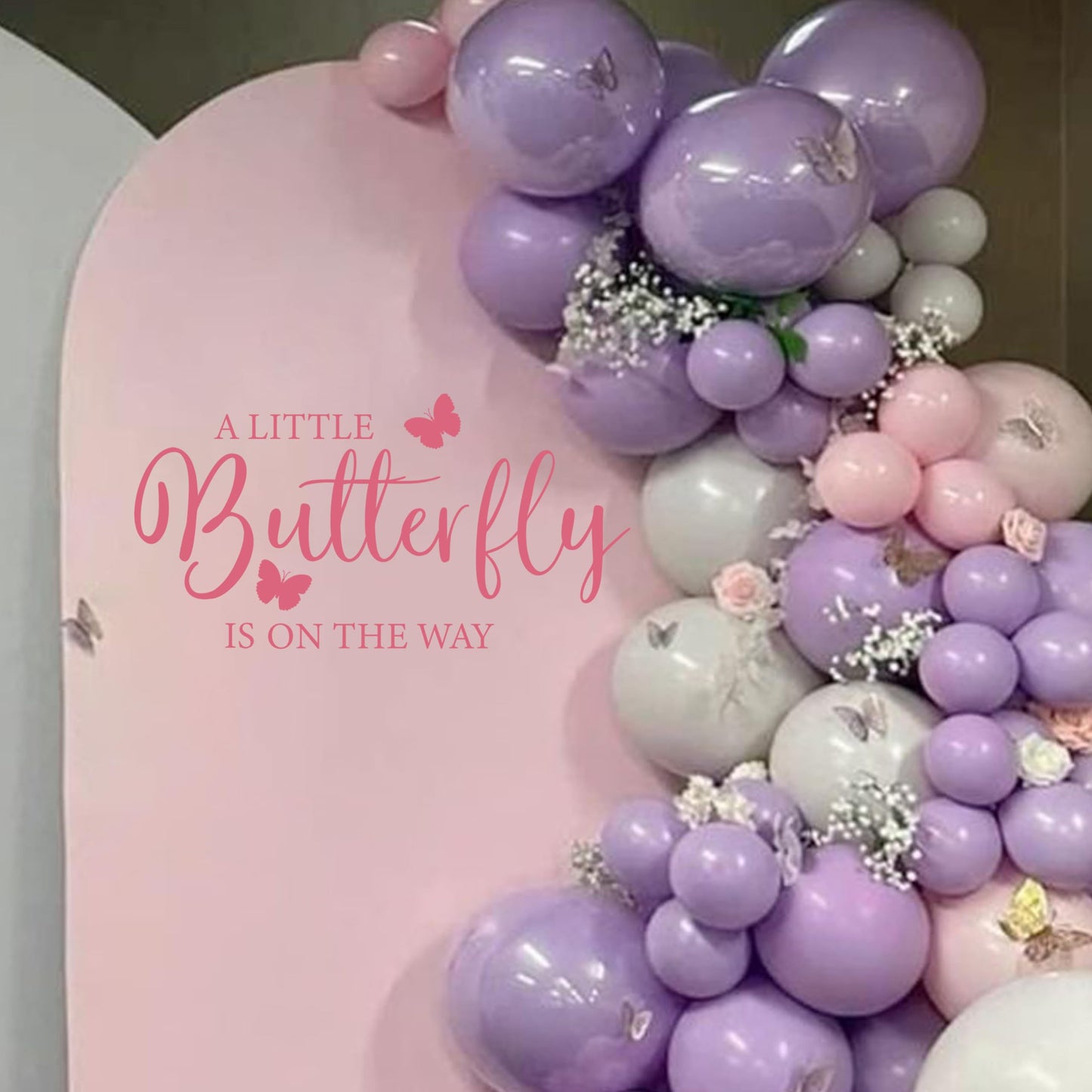 ZAIBIANHAO - Calcomanía con diseño de mariposa, diseño de mariposa, diseño de arco de baby shower, diseño de género, para baby shower (calcomanía rosa mariposa)