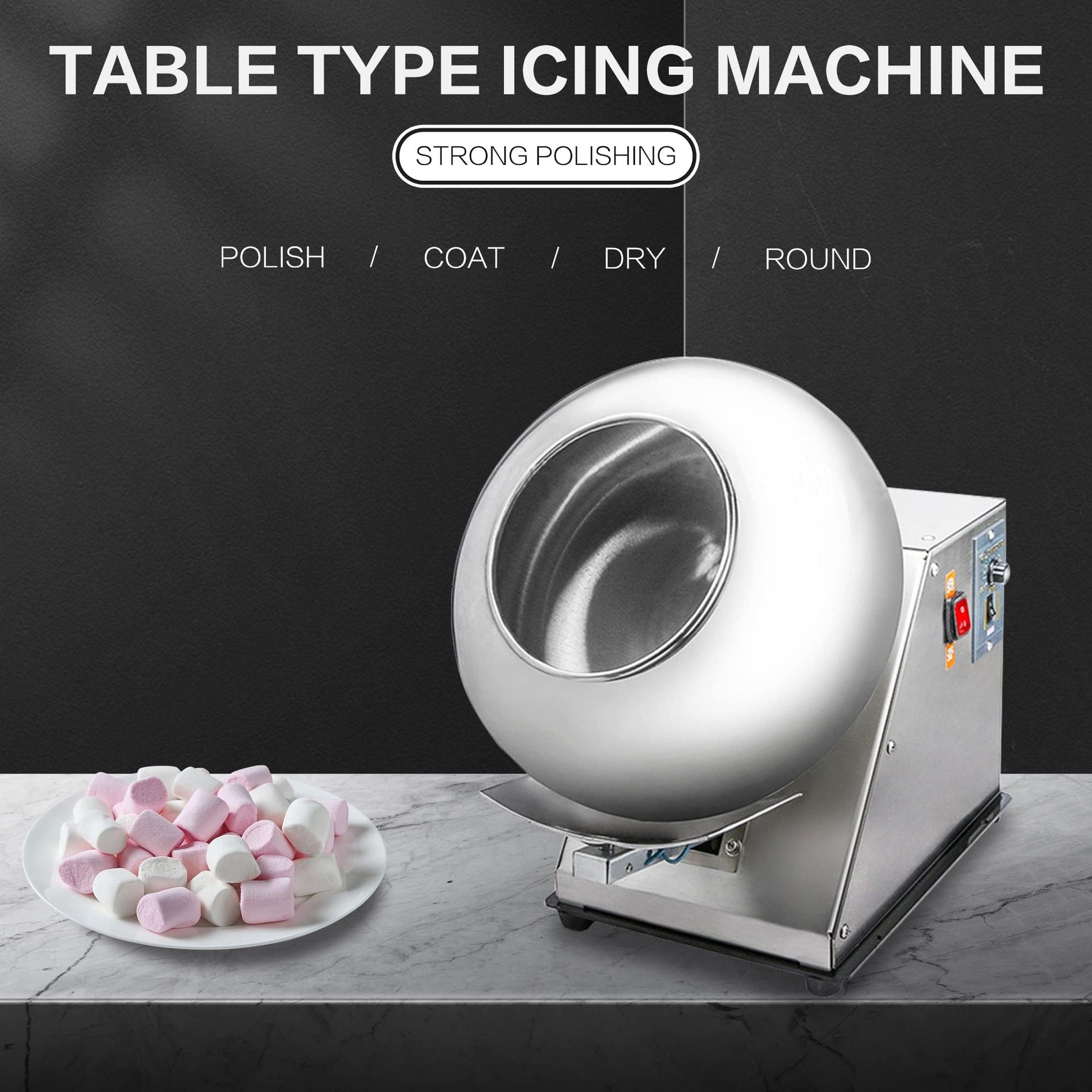 Máquina de recubrimiento de azúcar, Mini máquina laminadora de chocolate comercial, Máquina pulidora de recubrimiento de chocolate de 2-5 kg/H Máquina secadora de recubrimiento de bolas de azúcar
