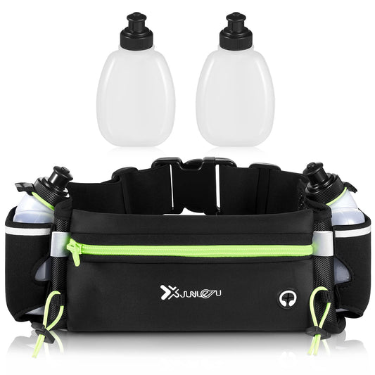 Cangurera Deportiva, LonEasy Cangureras para Correr con 2 Botellas de Agua, Riñonera impermeable reflectante con Cinturón Regulable, Ideal para Caminar, Ciclismo, Correr, Deportes al Aire Libre