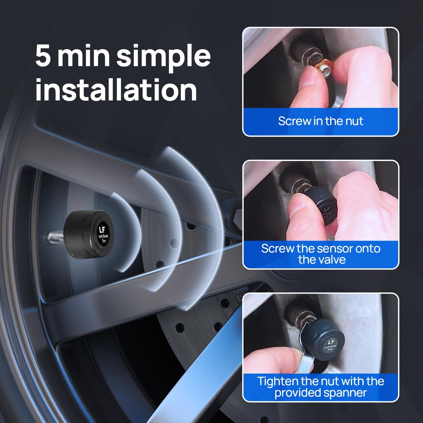 Sistema de Monitoreo de Presión de Neumáticos Masoll Negro con Cargador Solar y 4 Sensores para RV