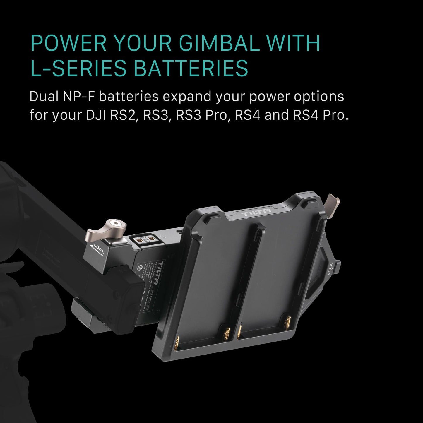 Tilta L Series (NP-F) Kit de placa de paso de alimentación de batería para DJI RS4 | Incluye grifos P de 14.8 V, un puerto Lemo de 2 pines y USB-C | Placas intercambiables | Funciona con RS2, RS3, RS3