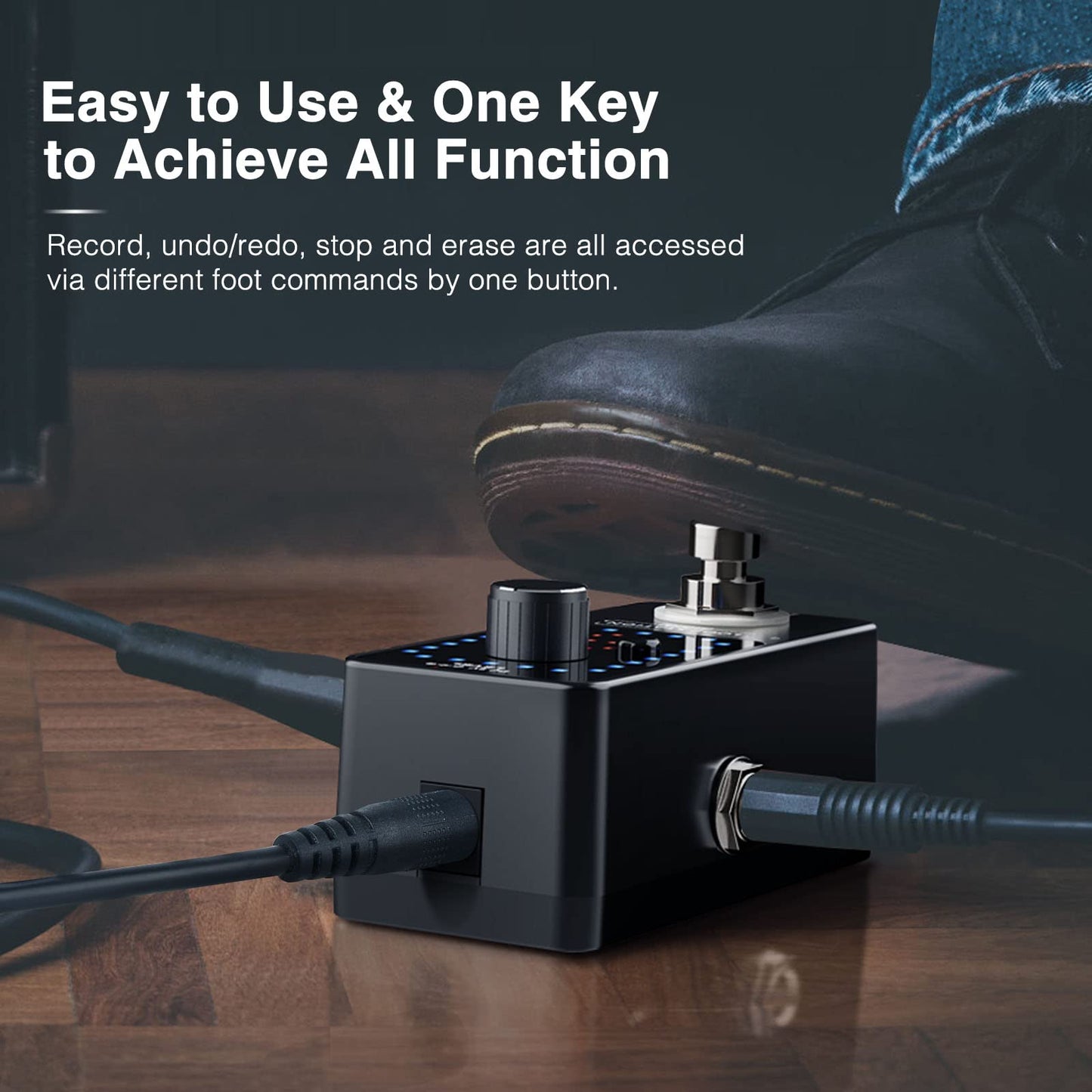 LEKATO Pedal de efecto de pedal de guitarra con función de sintonizador, bucles de pedal de bucle 9 bucles de 40 minutos de tiempo de grabación con cable USB y adaptador de fuente de alimentación de pedal de 9 V 0.6 A