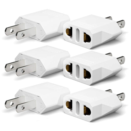 Adaptador de Enchufe Europeo a Americano Unidapt Blanco Tipo A Paquete de 6 para Viaje