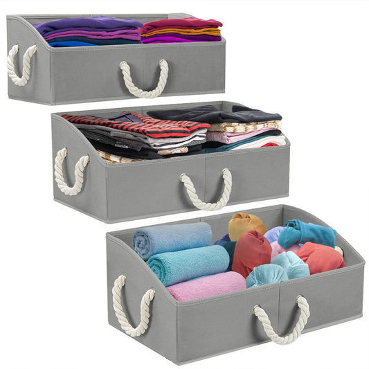 Sorbus Storage Bins [3-Pack] Fabric Storage Baskets, Foldable Closet Organizer Trapezoid Storage Box (Grey)