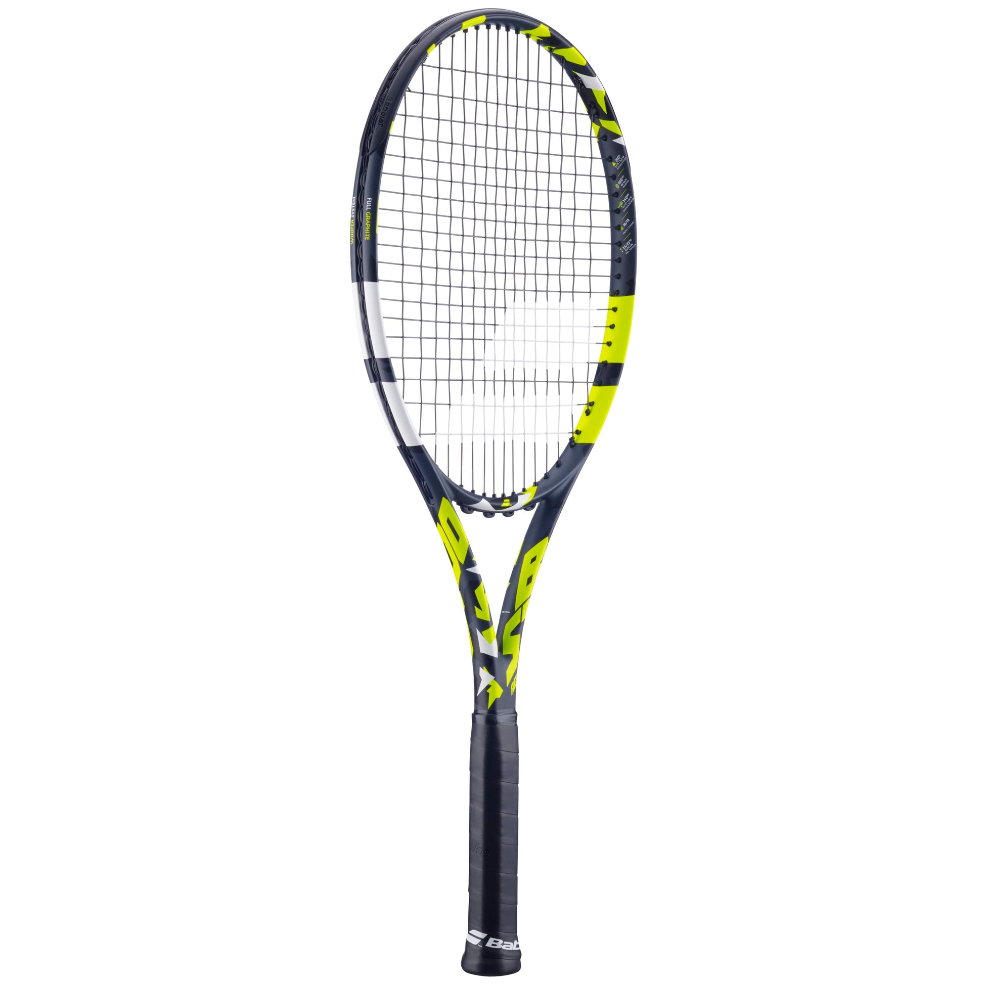Babolat Boost Aero - Raqueta de Tenis Amarilla (Agarre de 4 1/4 Pulgadas) con Tripa Blanca Syn a tensión de Rango Medio