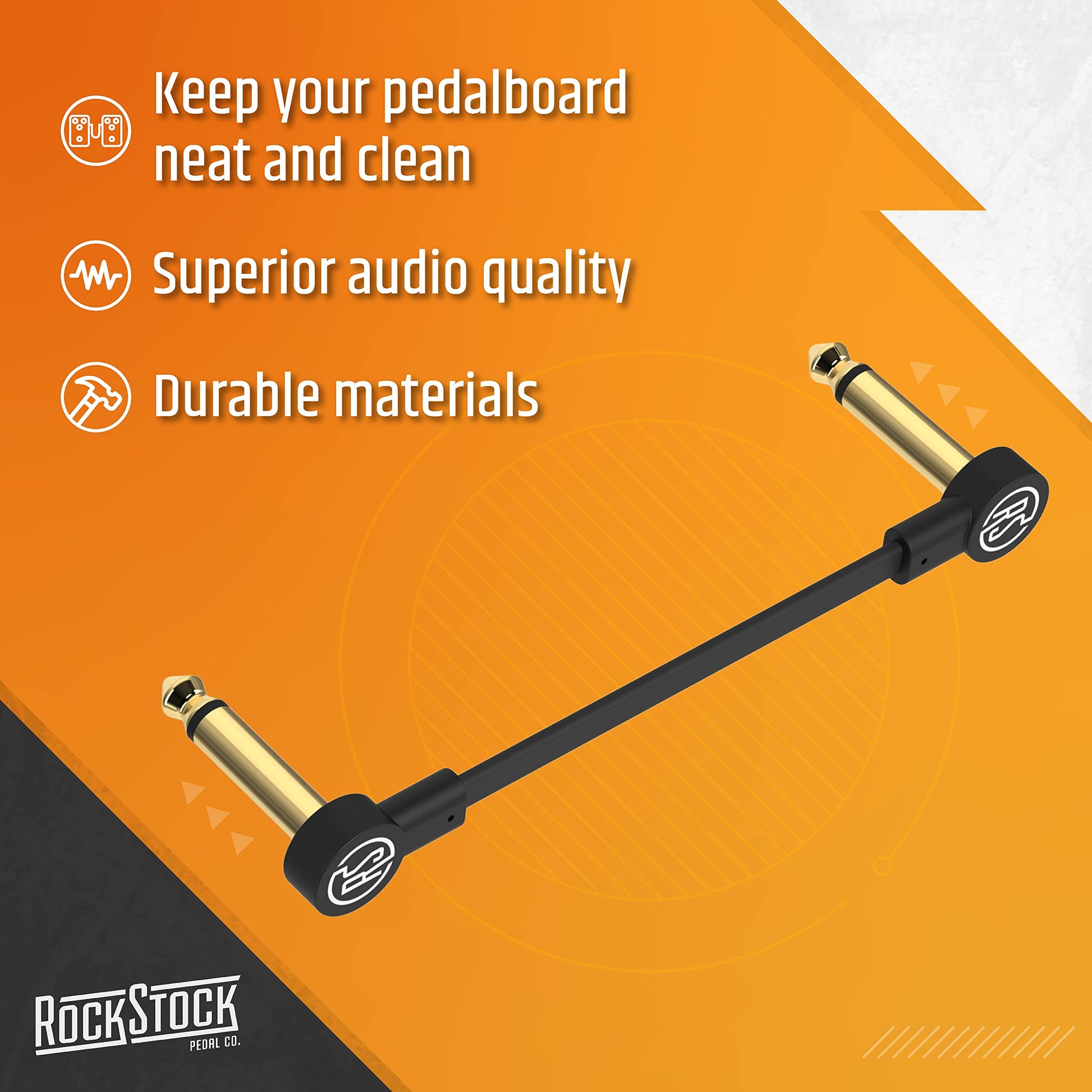 Cables de Conexión para Guitarra Rock Stock Negro Ultrafinos 12 Pulgadas