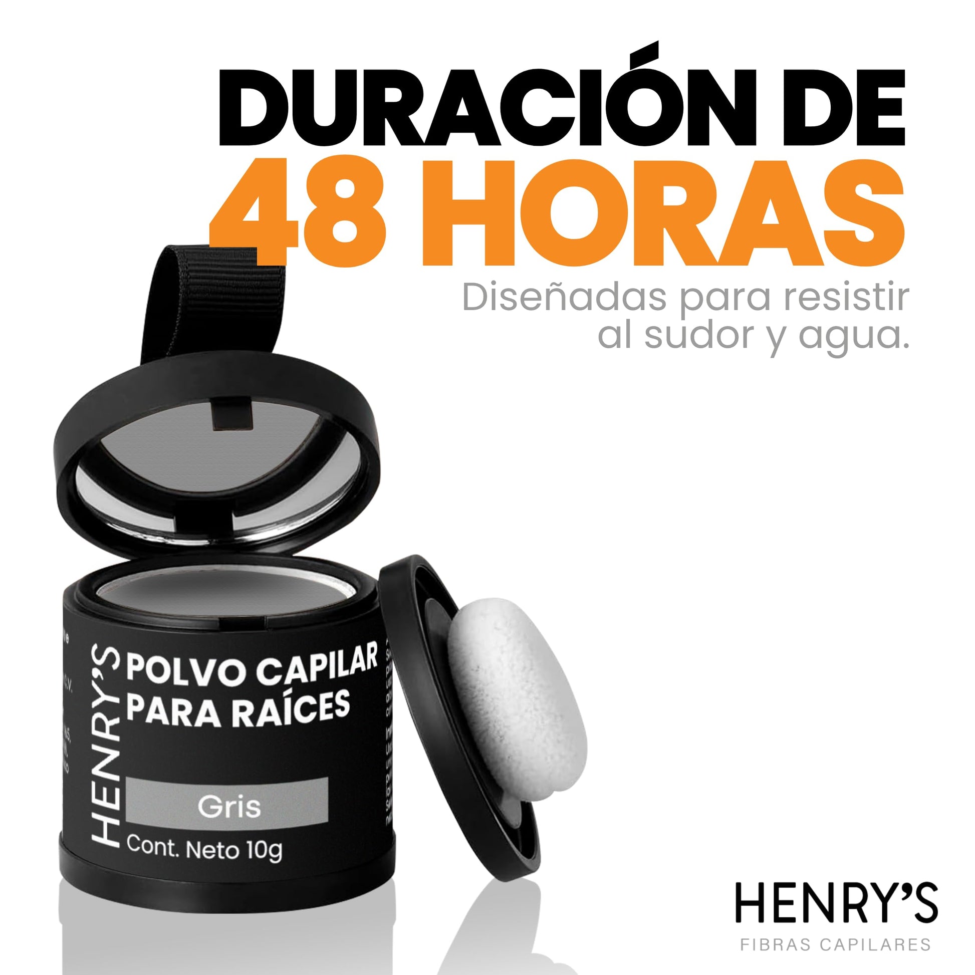 Henrys Polvo para Retocar Raíces Gris, Rellena Zonas Escasas, Define la Línea del Cabello y Cubre el Crecimiento de Raíces al Instante y en Cualquier Momento, Fibras Capilares Hairline Powder. Calvicie, Caida de Cabello o falta de Volumen para Mujer y Hom