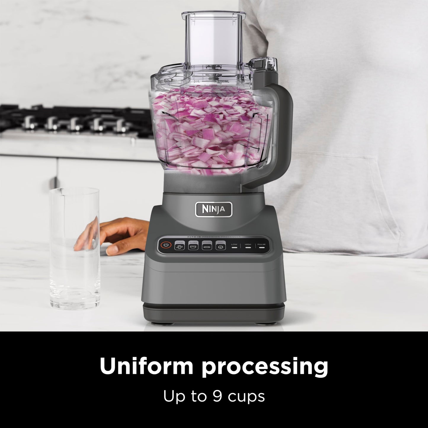 Procesador de Alimentos Ninja Professional Plus Acero Inoxidable con 4 Funciones y Tazón de 9 Tazas