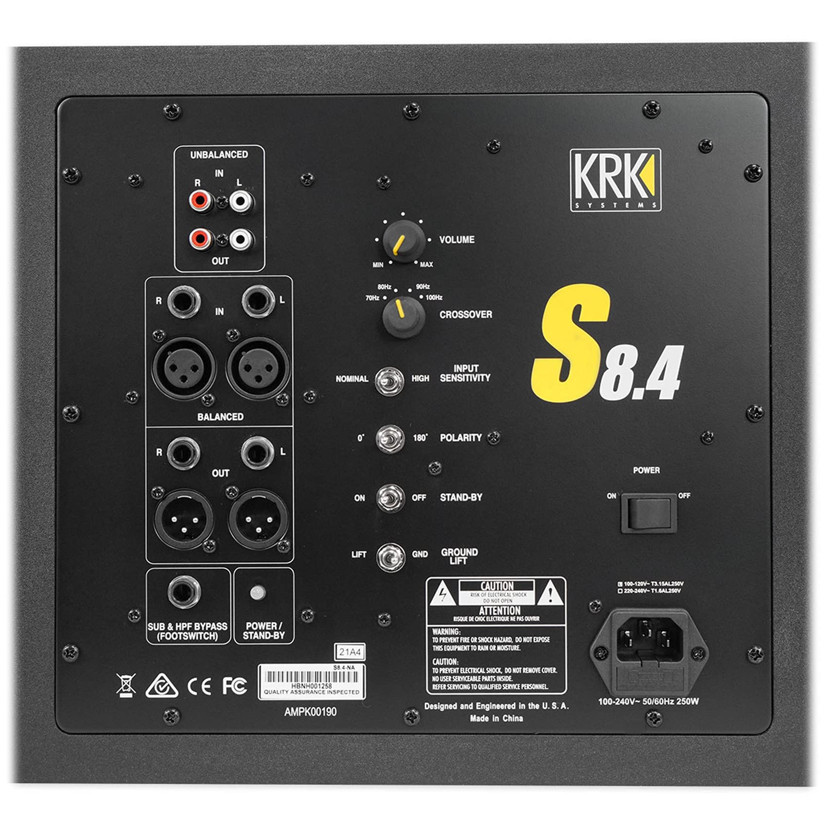 KRK S8.4 S8 Generation 4 8 Pulgadas 109 W Subwoofer de Estudio Alimentado
