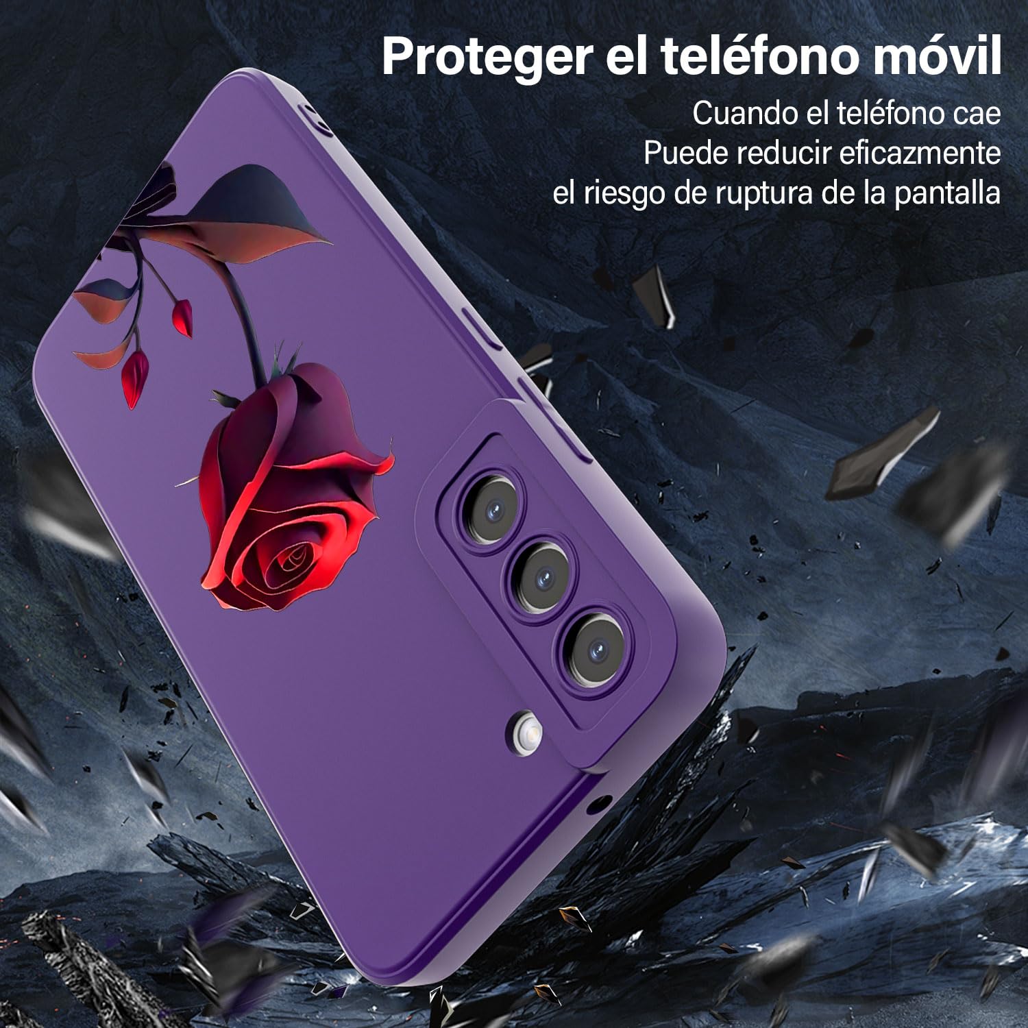 Threehao Funda para Samsung Galaxy S22 Case Uso Rudo, Ultra Delgado Flexible Silicona Púrpura Carcasa con Aesthetic Dibujos Flores, Antigolpes Anti-arañazos Protectora