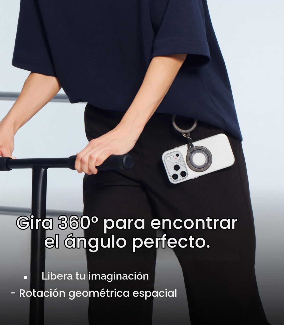 Soporte para Teléfono Aulumu Ghost Transparente MagSafe Rotación 360° Doble Cara