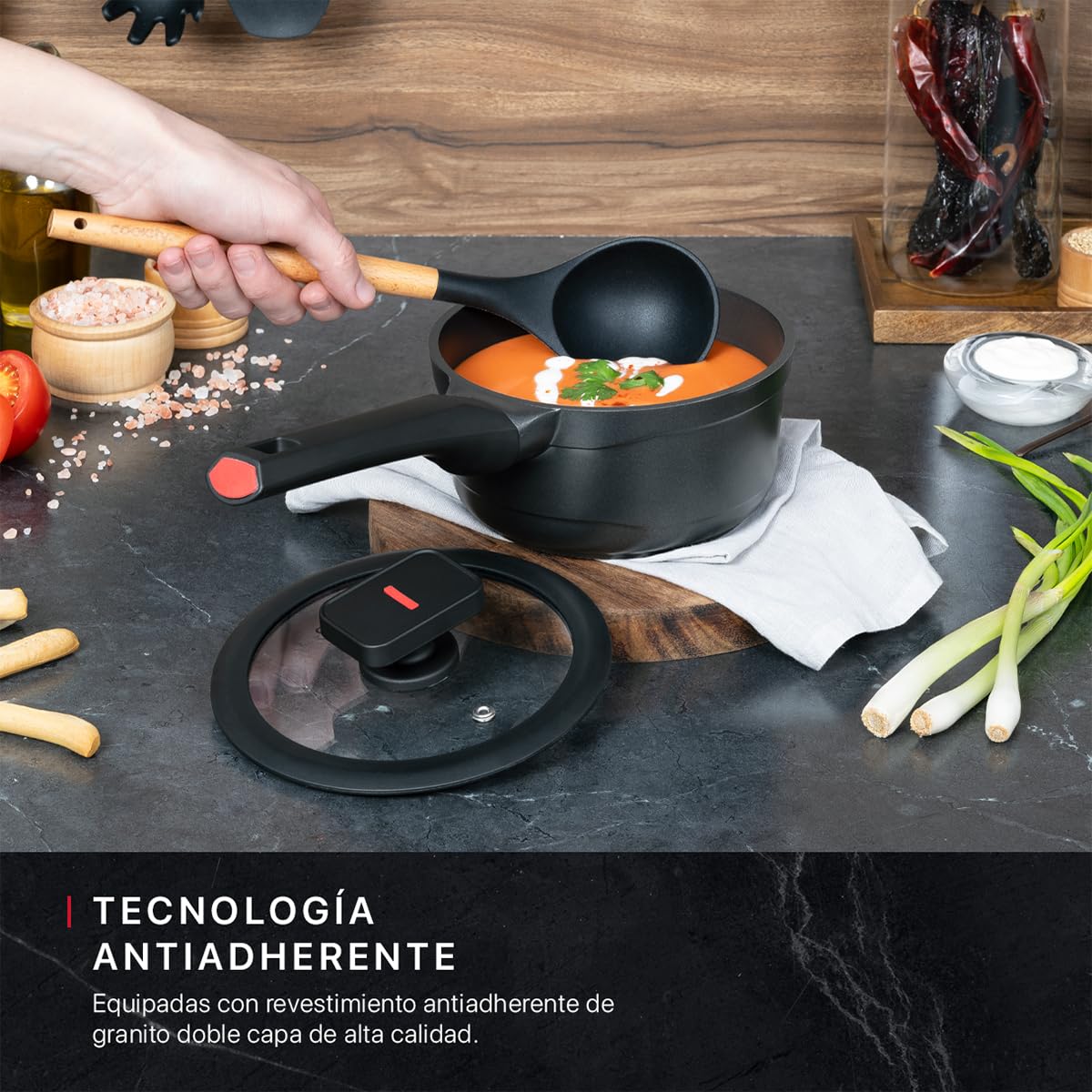 Sartén de Aluminio Cookify Negro con Revestimiento Antiadherente de Grill 28 cm