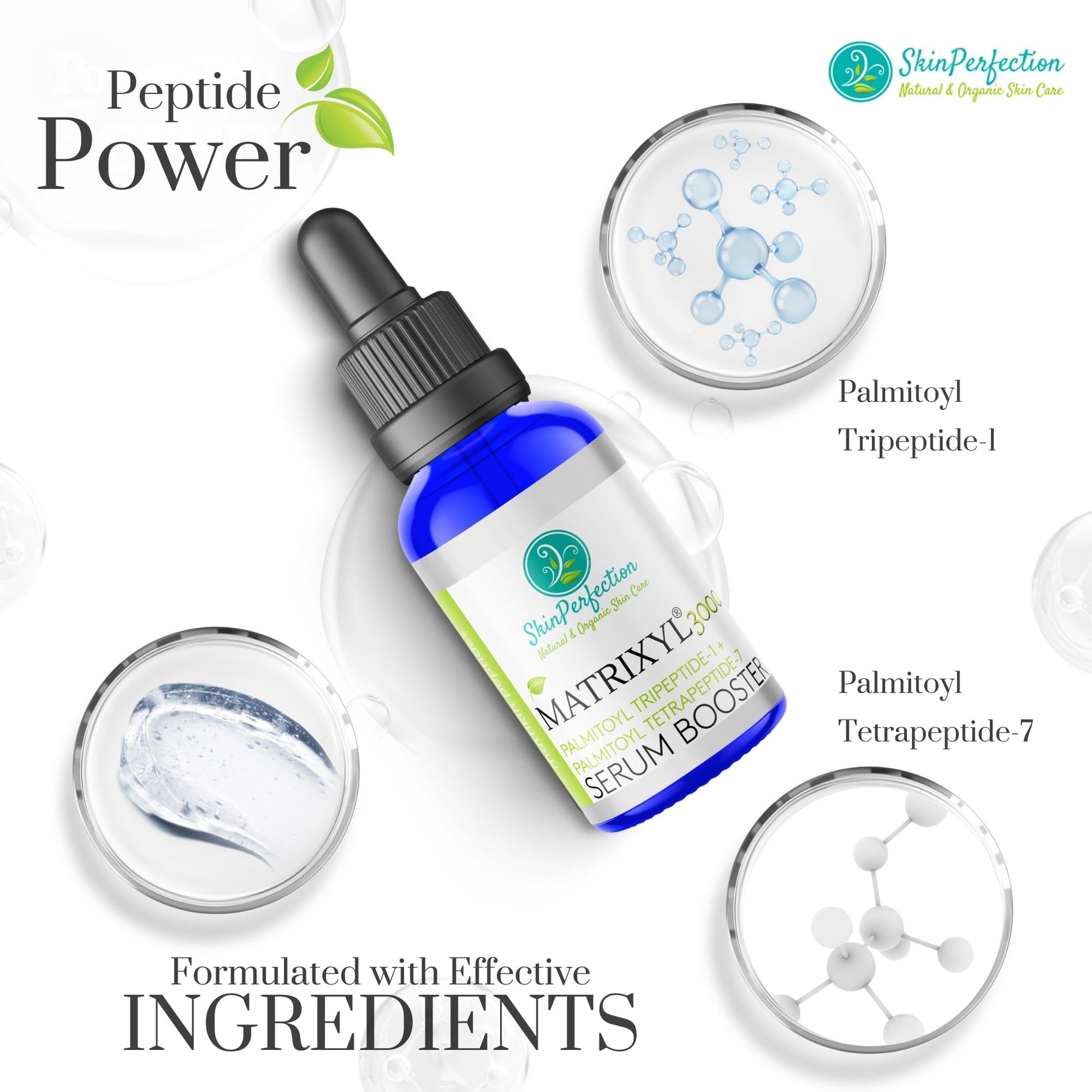Skin Perfection Matrixyl 3000, Palmitoyl Oligopeptide and Tetrapeptide 7, Reduces the Appearance of Wrinkles and Brings Back a Youthful Look, This Is a Serum Booster to Make Your Own Anti Aging Skincare with Skin Perfection Lotion Making Supplies.