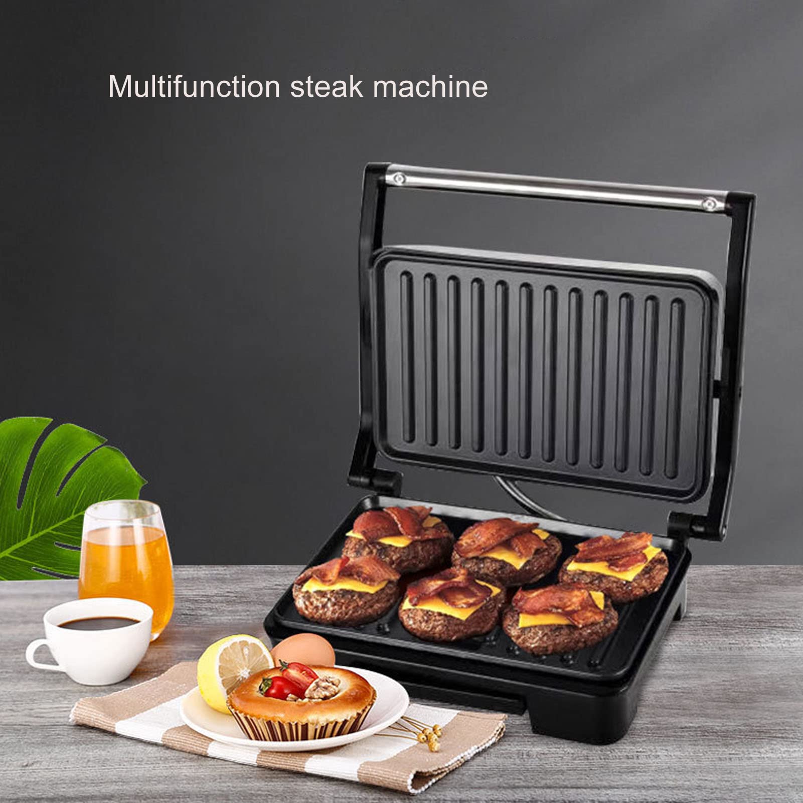Atyhao Panini Press Grill, EE. UU. 110 V Sandwicheras para Interiores Antiadherente Calentador de Pan de Doble Cara, Cocina Eléctrica Desayuno Parrilla Versátil Olla