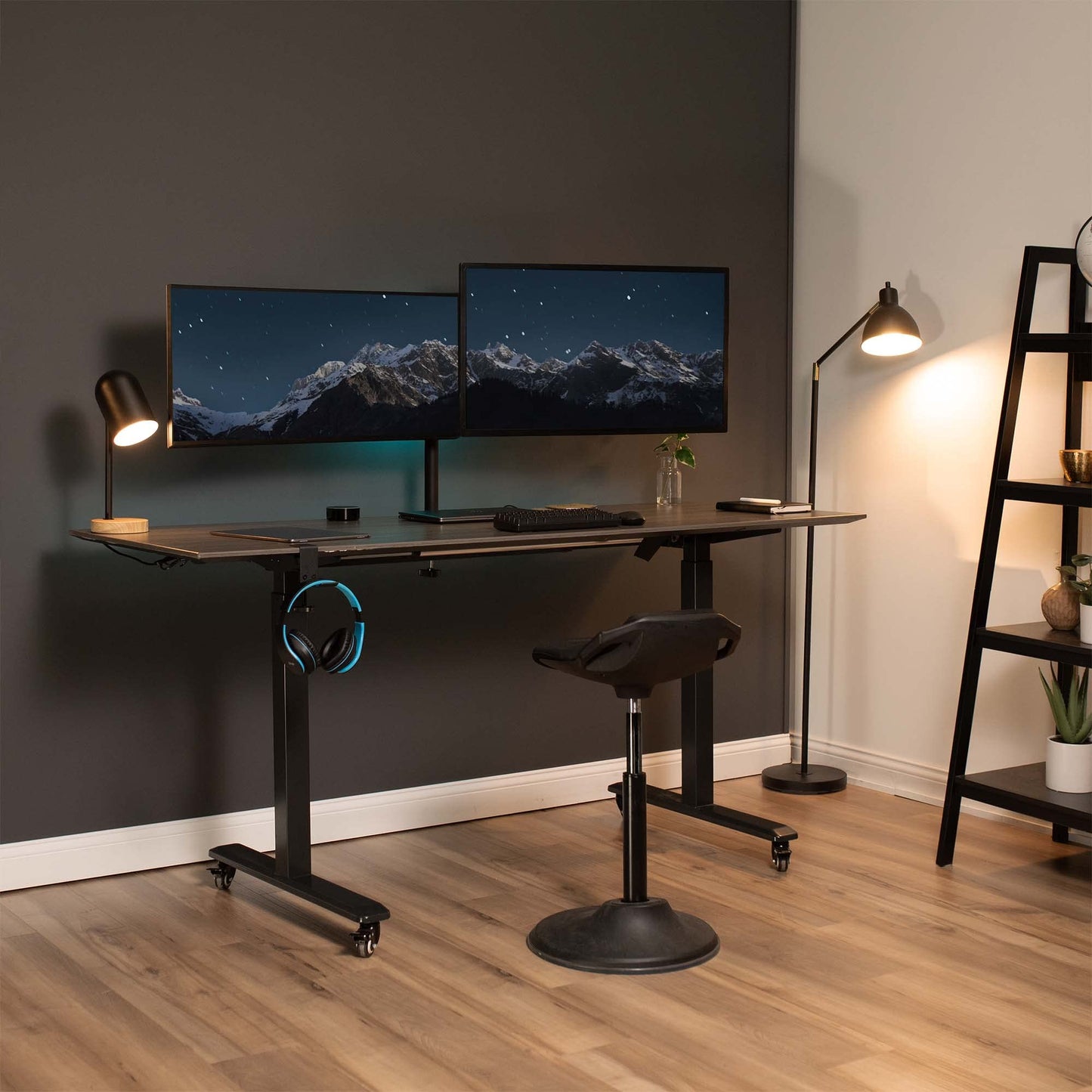 Soporte de Montaje de Escritorio VIVO Negro para Monitor Dual de Movimiento Completo VESA