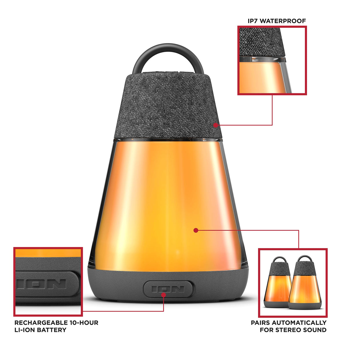 Altavoces Bluetooth ION Luma Duo Impermeables Multicolor Sonido 360°