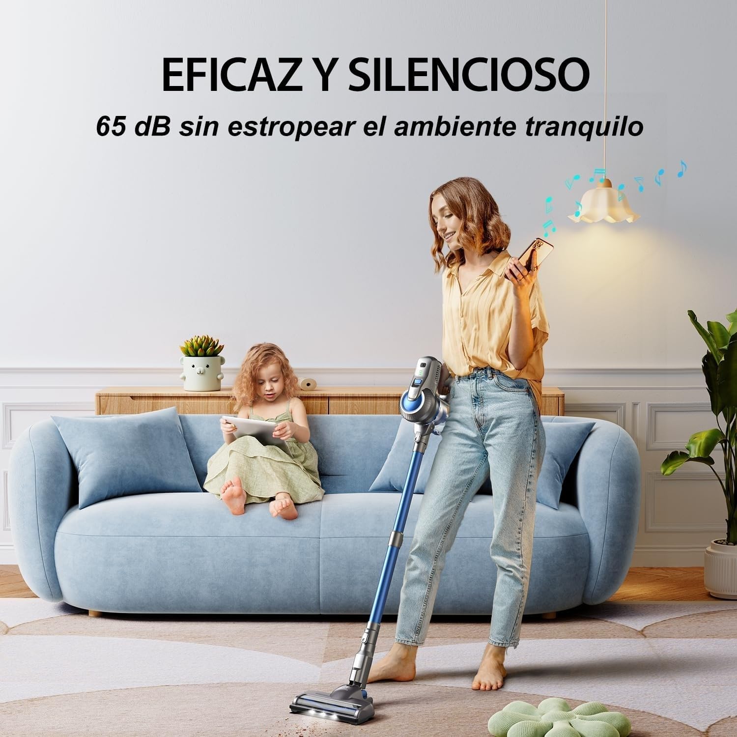 Greenote aspiradora inalambrica, 22000 Pa aspiradora de Mano 4 en 1, 200 W aspiradoras potentes con LED, Vacuum Cleaner de función de autoportante, Cepillo para Suelos Duros/pelos de Mascotas