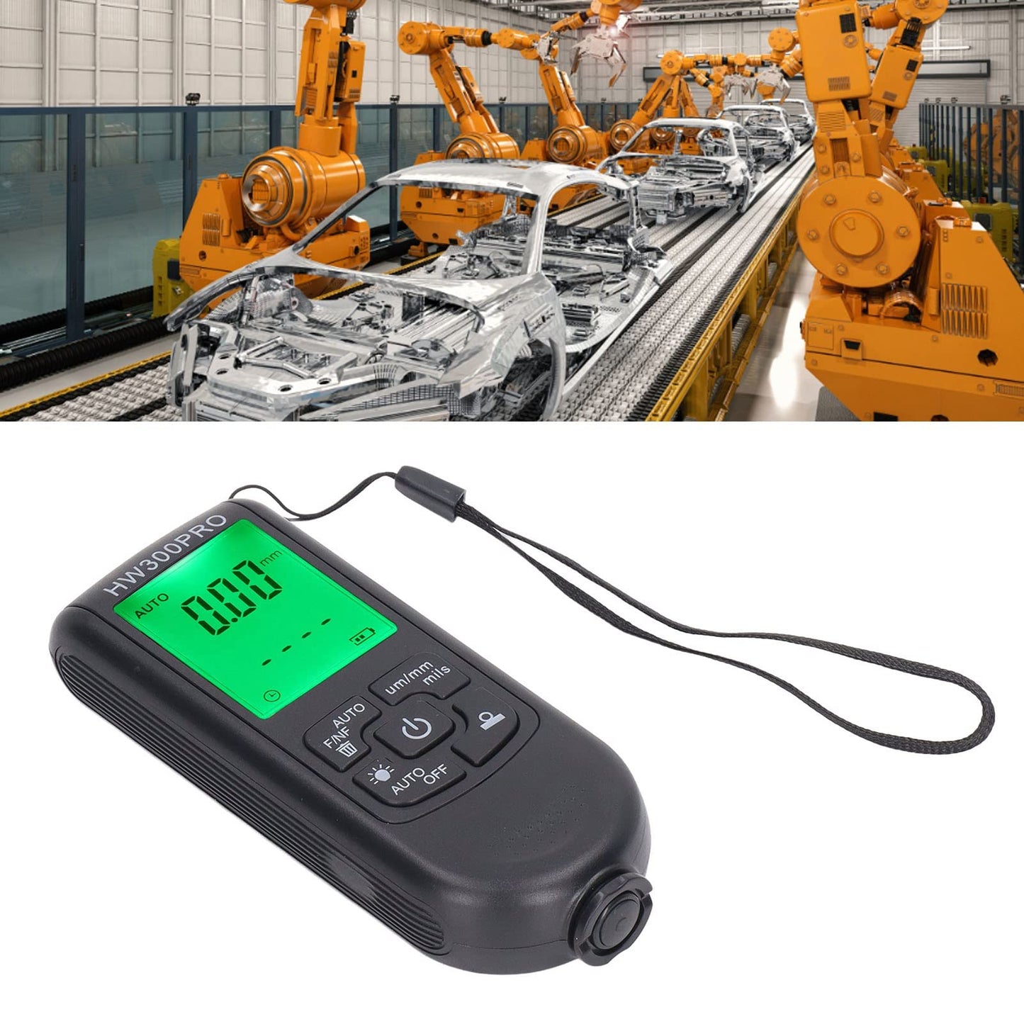 Medidor de Espesor de Recubrimiento Digital ABS con Apagado Automático y Resolución 1um