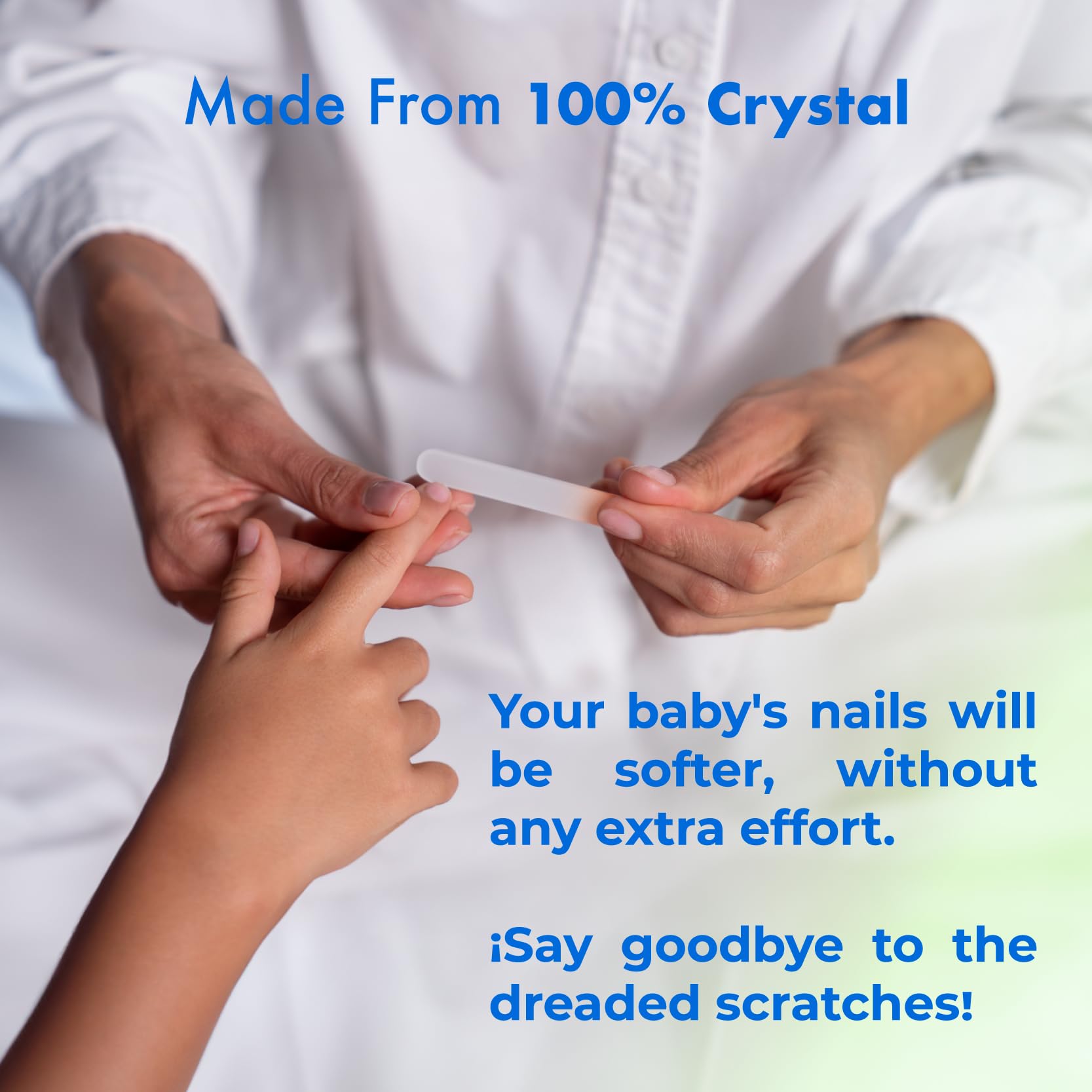 CRISTAL UP BEAUTY TECHNIQUE Lima de uñas de cristal para bebé de 2 pulgadas, suave y segura para uñas delicadas, higiénica y duradera, perfecta para recién nacidos y bebés, ideal para cortar las uñas