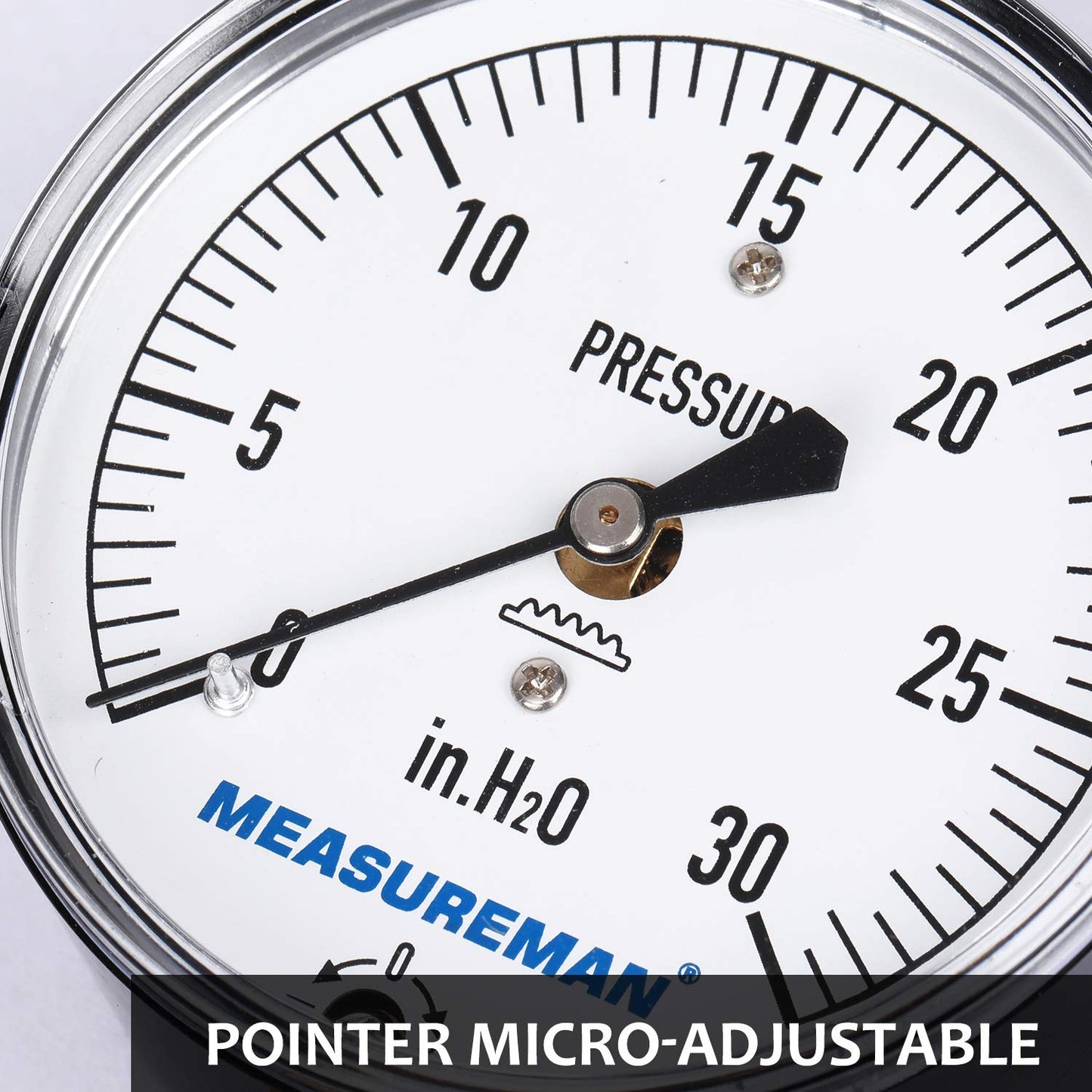 Manómetro de Baja Presión Measureman 2-1/2 Pulgadas Ajustable con Soporte Inferior NPT de 1/4 Pulgadas 0-30 Pulgadas H2O
