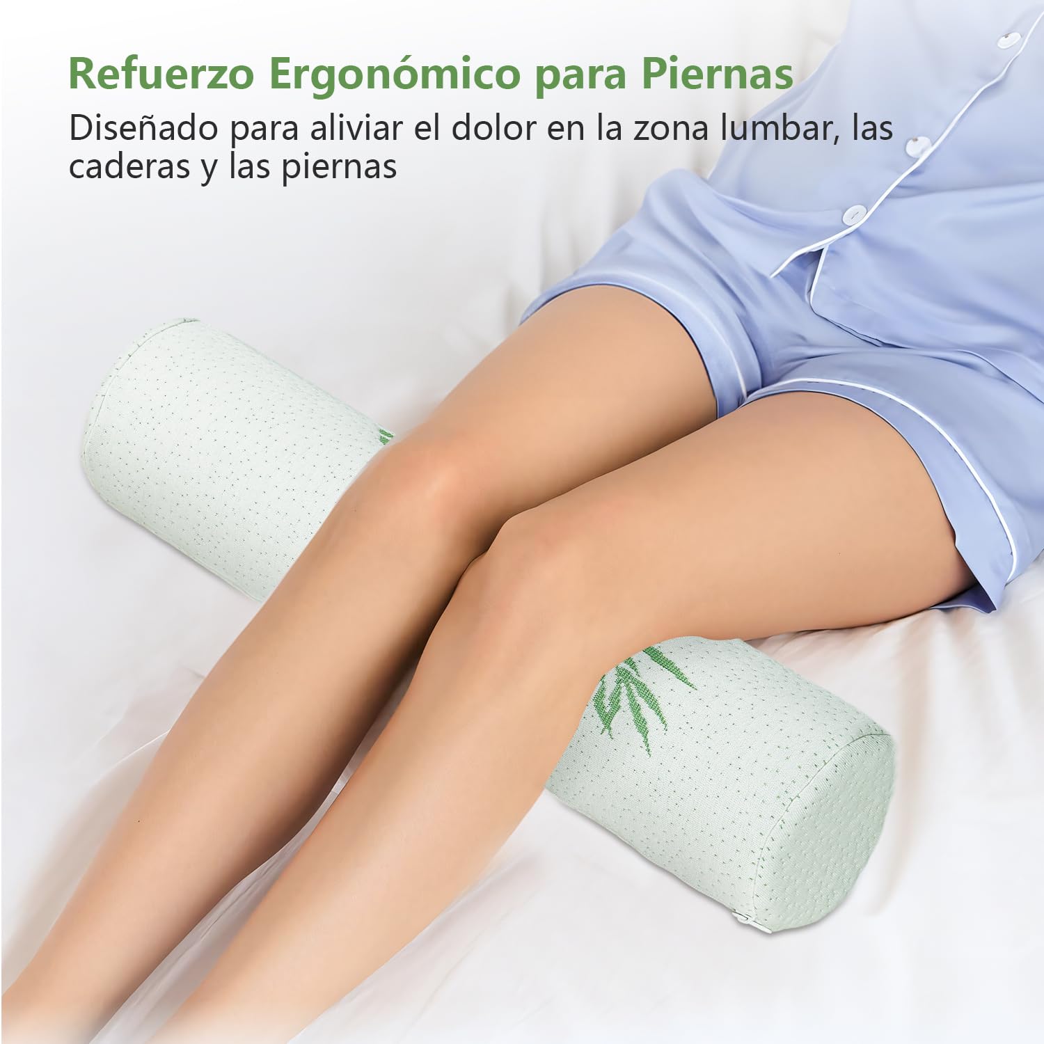 BYCRAY Paquete de 2 Almohadas para el Cuello Dormir, Almohada Cilindrica Cervical, Almohada Cilindrica para Piernas con Funda Extraíble Lavable,Transpirable y Suave, Cojín Medio Cilindro de Memory