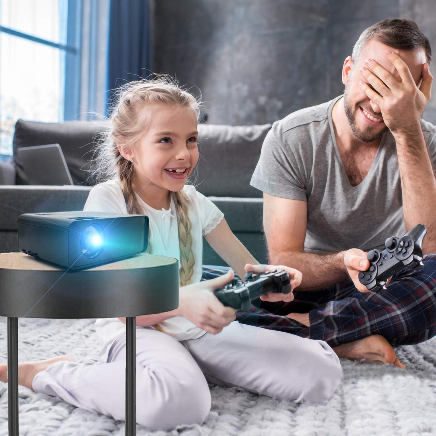 Hertekdo Projector, Full HD 1080p projector Multimedia films projector at Home, HDMI, VGA, USB, AV projectors