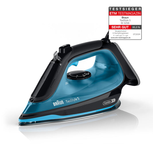 Braun Household TexStyle 5 SI5256 BL - Plancha de vapor con suela FreeGlide 3D, punta de precisión, vapor vertical, sistema antigoteo, golpe de vapor de 210 g/min, depósito de agua de 300 ml, 2600 W,