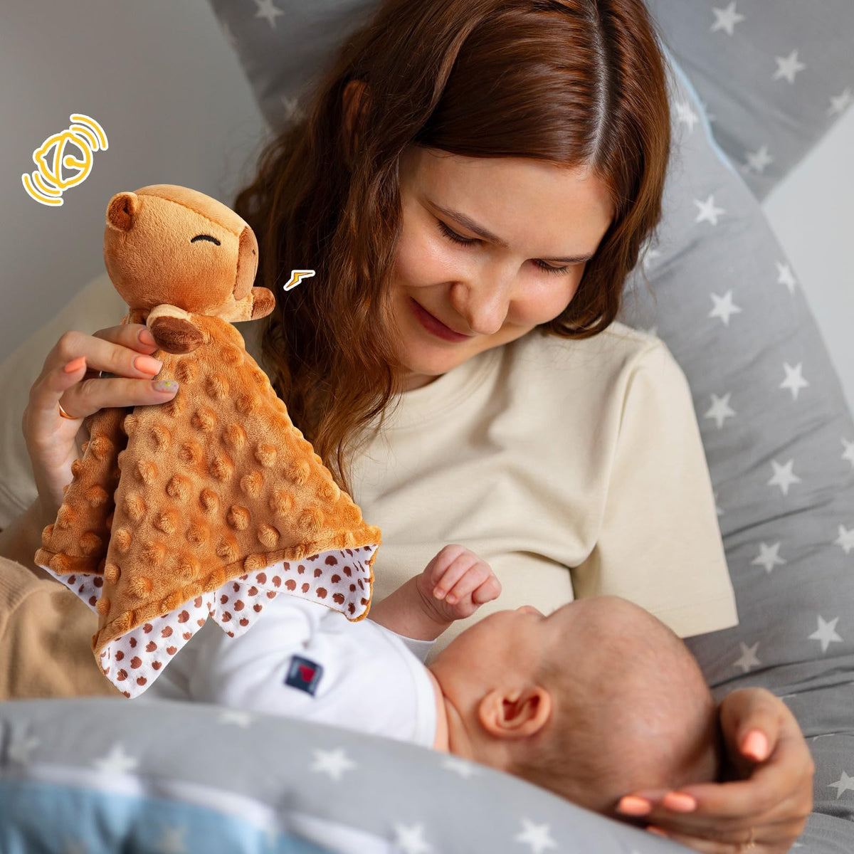 Sprinqdawin Loveys para Bebés, Manta de Seguridad de Bebé Kawaii Capybara para Recién Nacido Infante Niño Pequeño Juguete de Abrazo Animal de Peluche, Mantas de Seguridad Lovey Capybaras Regalos Bebé