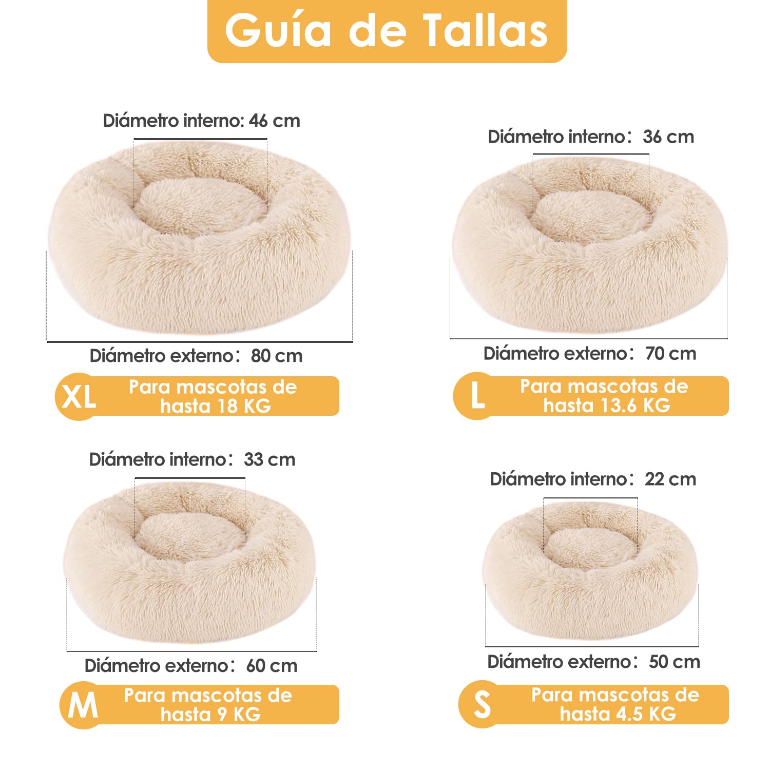 Cama de Mascotas SlowTon Beige Súper Suave y Antideslizante para Gato y Perro Pequeño Mediano