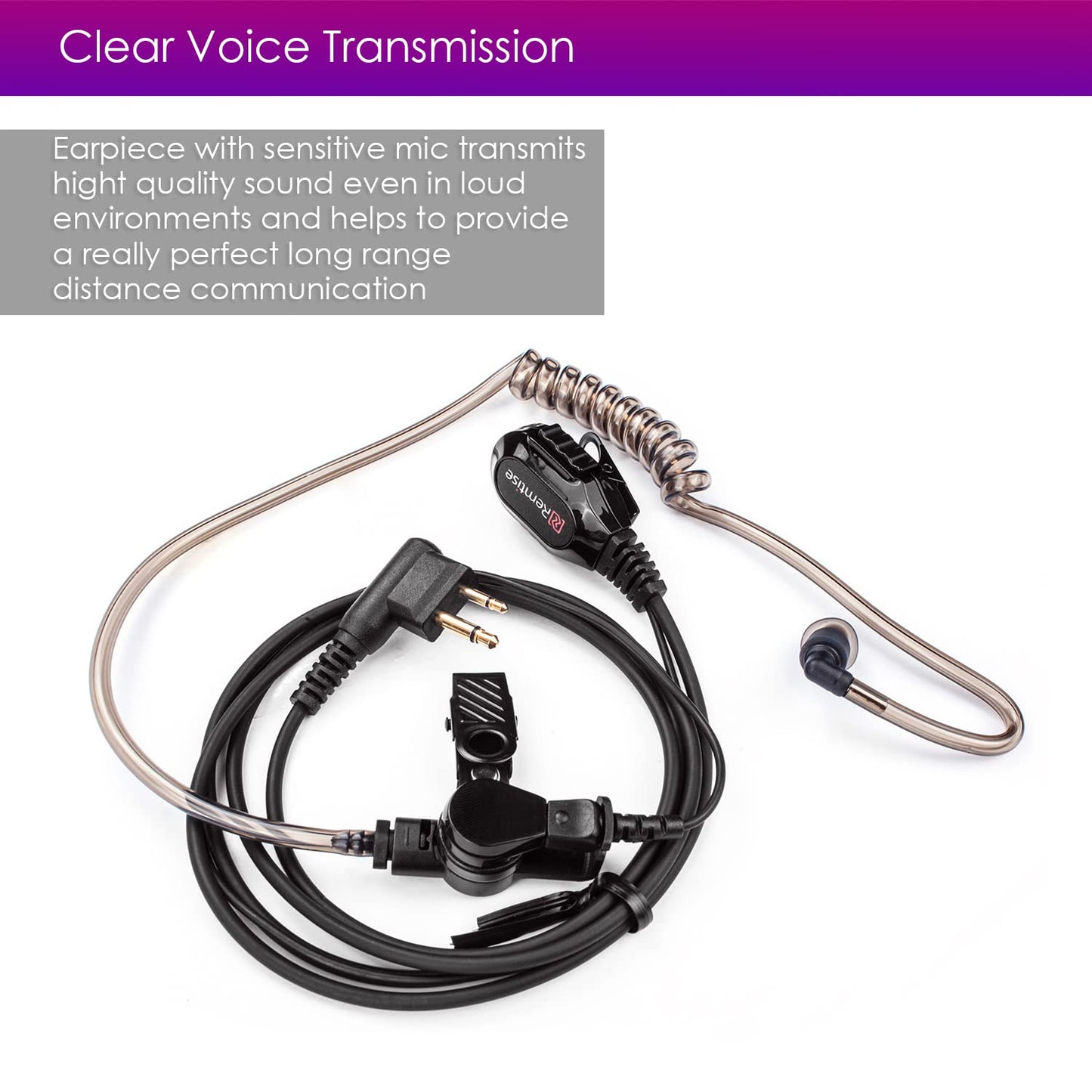 Auriculares de Tubo Acústico Motorola Negro Compatibles con Walkie Talkies de 2 Vías Series BPR40/CP/CLS/DTR/PR/RDU/RMU
