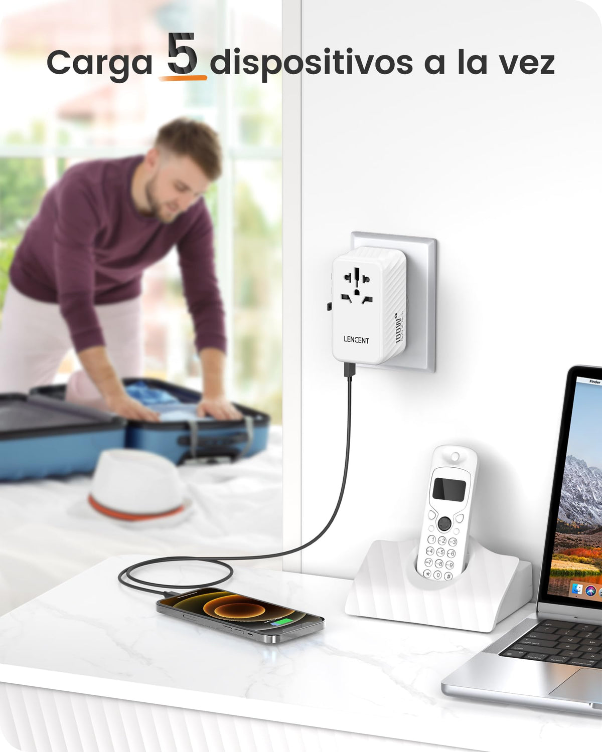 Adaptador de Viaje Internacional LENCENT 100 W Cargador Universal