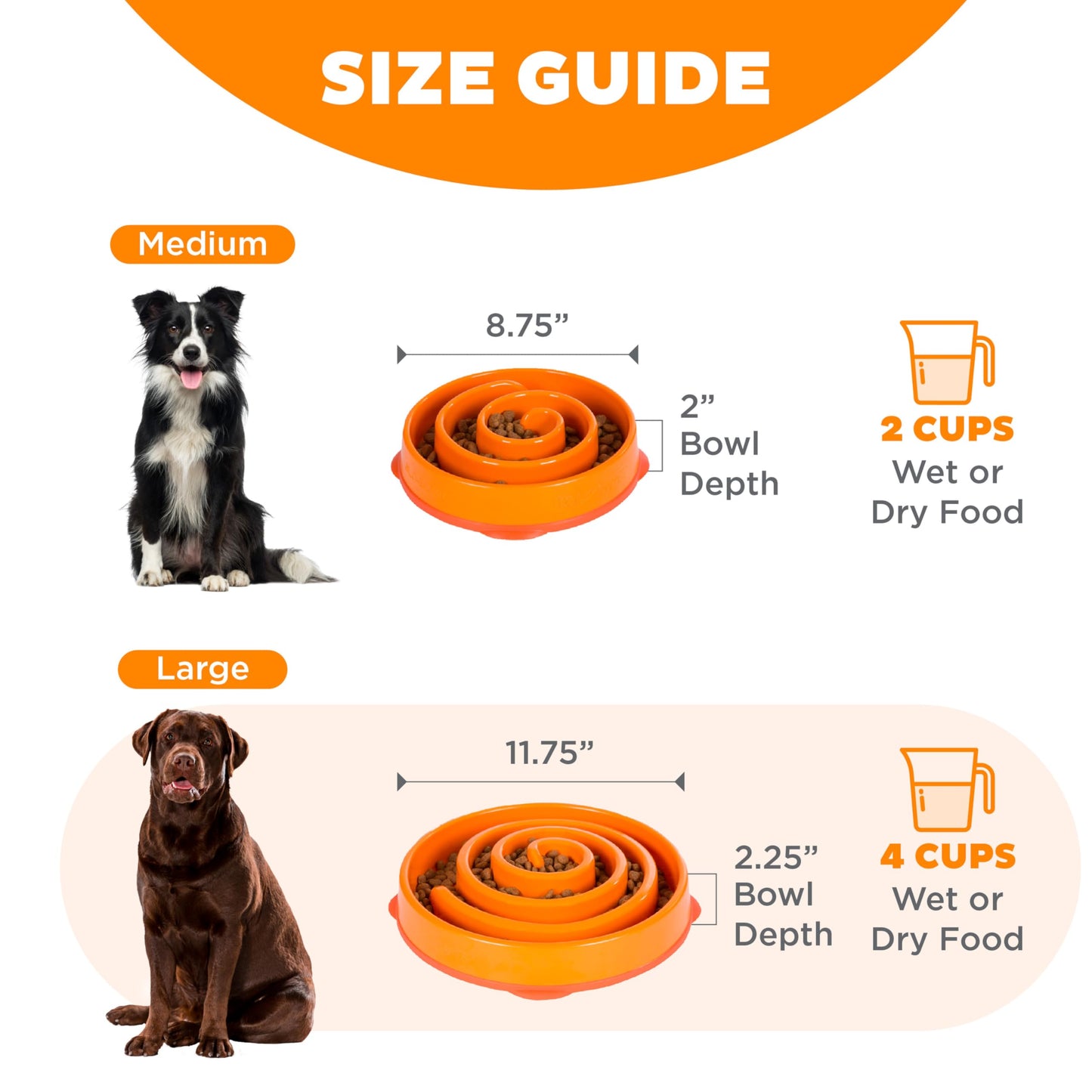 Comedero Divertido Outward Hound Anaranjado para Alimentación Lenta para Perros Large