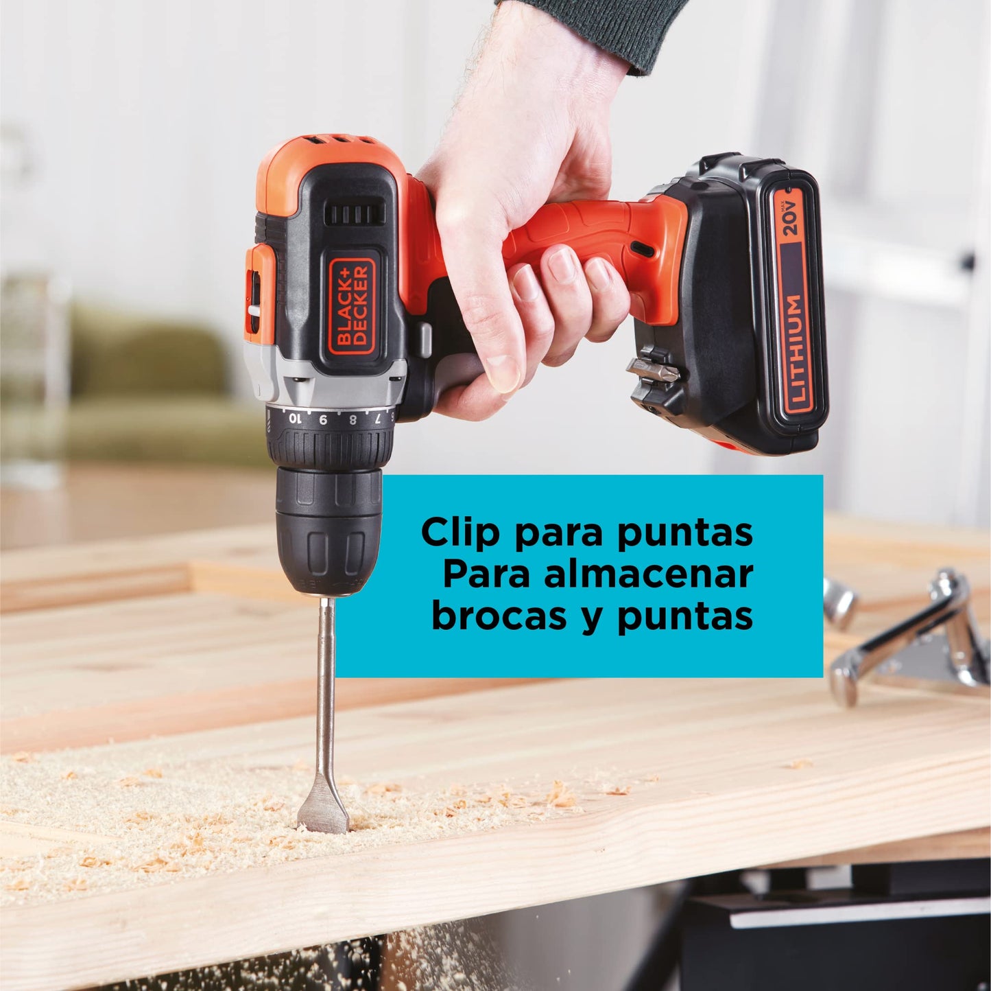 BLACK+DECKER Taladro Inalámbrico Atornillador, 3/8" (10mm), 2 Velocidades, 20V máx, BCD703C1