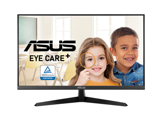 Asus Monitor Eye Care Plus 27" VY279HE, FHD, 1080p, IPS, 75Hz, 1ms, FreeSync, aumento de color, filtro de luz azul, sin parpadeo y tratamiento antibacteriano patentado