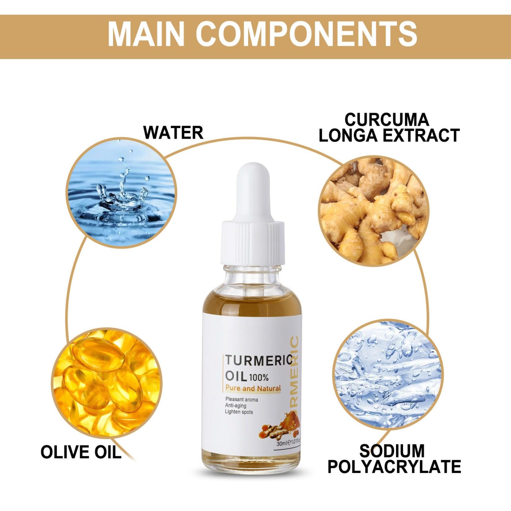 Cúrcuma Serum Facial Reparador, Suero Corrector De Manchas Oscuras De Cúrcuma, Cúrcuma Natural Piel Brillante Suero Hidratante Reparador de Manchas Oscuras, Hidrata La Piel Apagada Y Seca (3PCS)