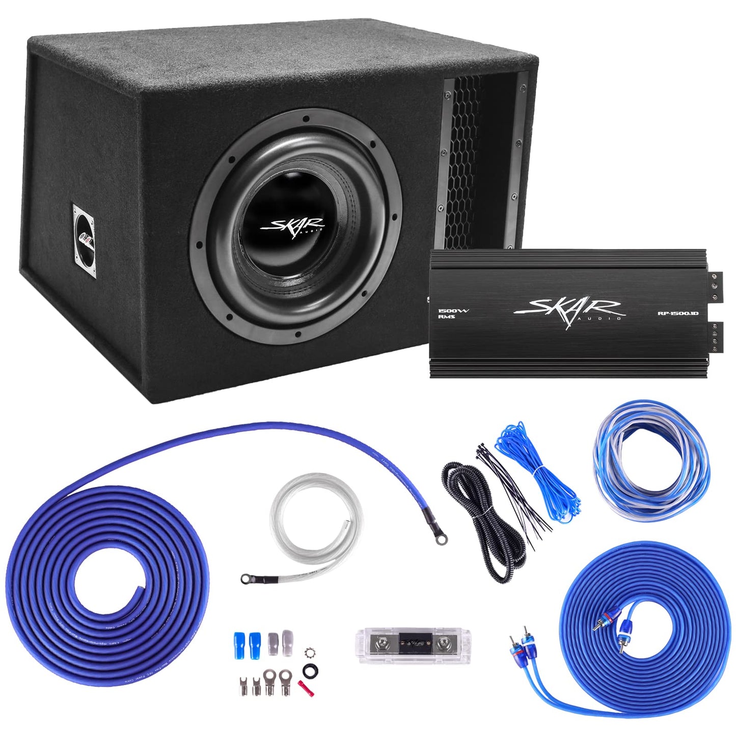 Skar Audio Single Paquete de Graves de subwoofer Serie EVL de 2000 vatios de 10 Pulgadas, Incluye Caja cargada con Amplificador