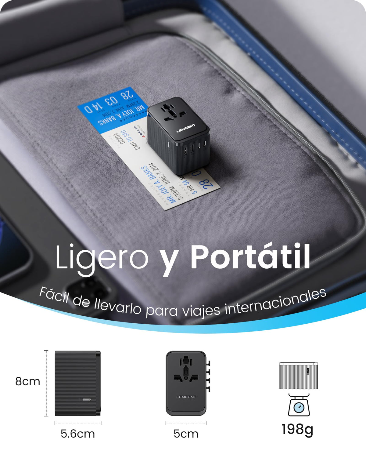 Kit Adaptador Universal de Viaje LENCENT Blanco 28W