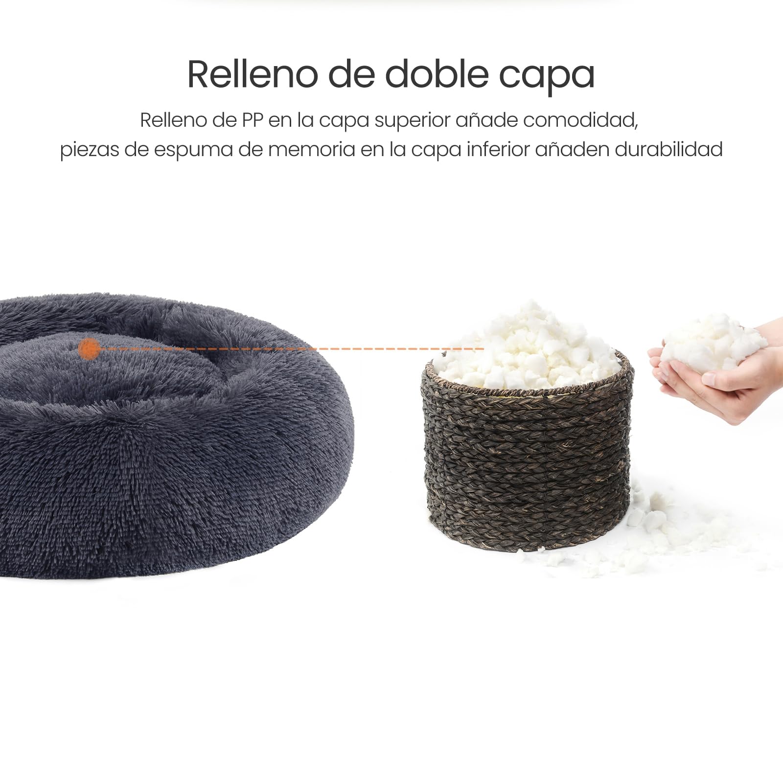 Cama de Perros Feandrea Gris Oscuro con Cojín Central Extraíble y Lavable