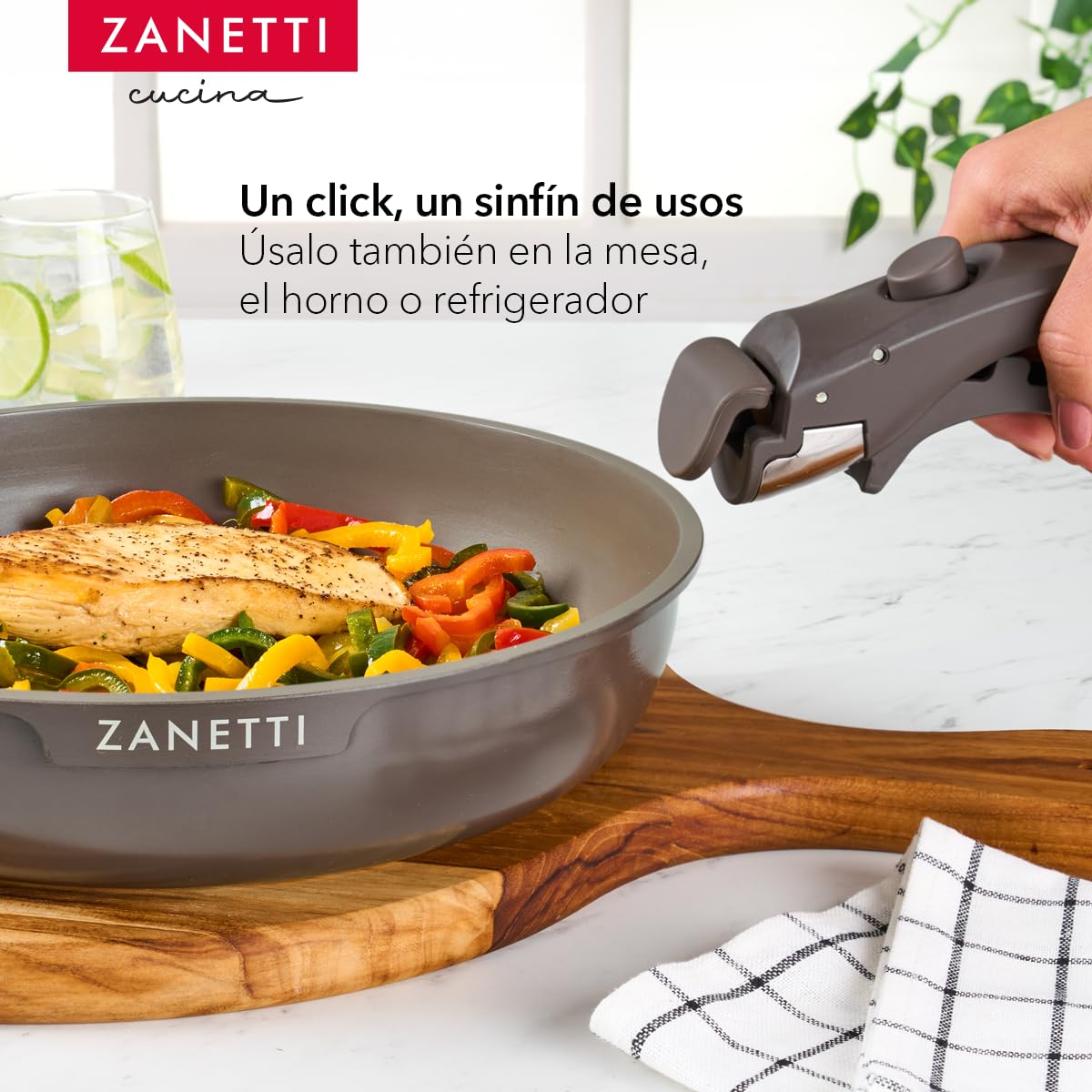 Juego de Cocina Zanetti Gris con Recubrimiento Antiadherente de Granito y Tecnología Italiana