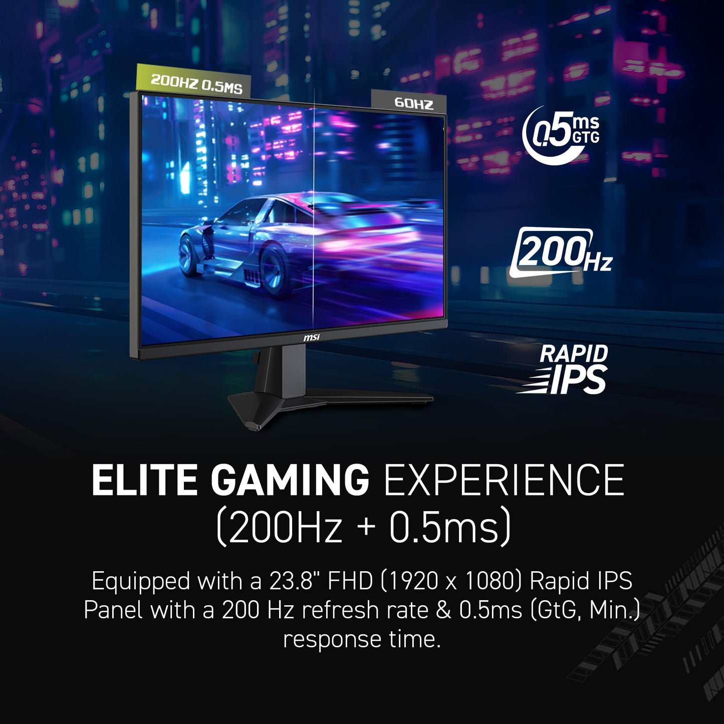 Monitor MSI mag 244F Negro IPS Rápido 200Hz HDR Ready Adaptive Sync FHD