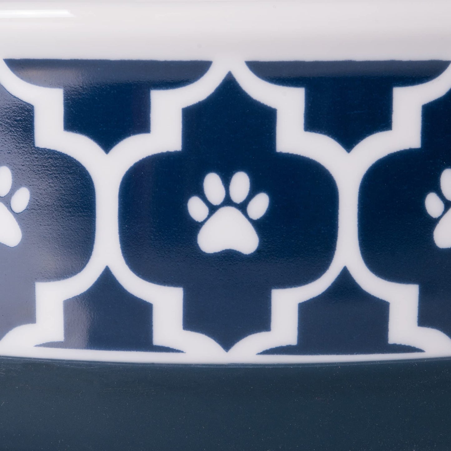DII Bone Dry Lattice Ceramic Pet Bowl for Food & Water with Non-Skid Silicone Rim for Dogs and Cats (Large - 7.5" Dia x 4"H) Nautical Blue