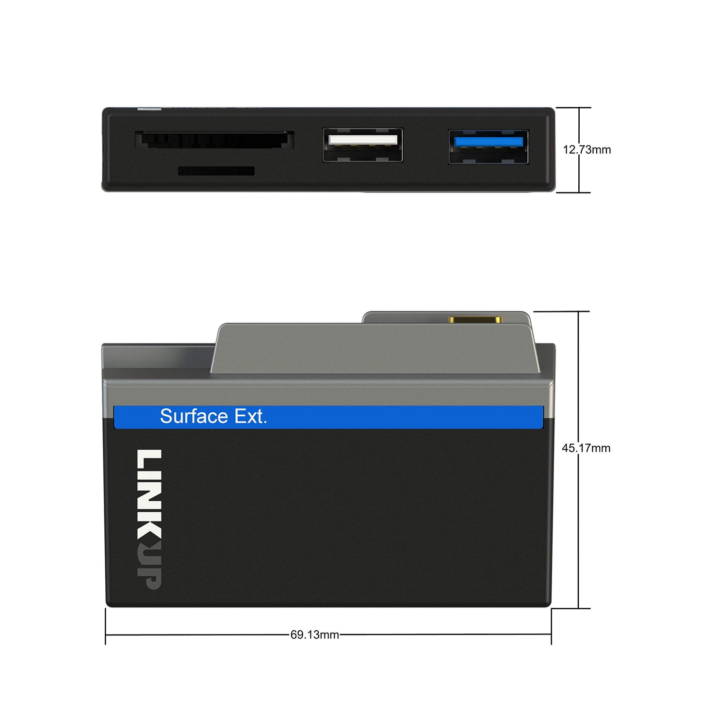 LINKUP - Microsoft Surface GO Compatible Docking Station USB C Dock | 5-in-1 SDXC Card Reader Hub | USB-A 2.0 USBA-3.0 SD/MicroSD USB-C Charging Port | Compatible with Original Surface Power Plug