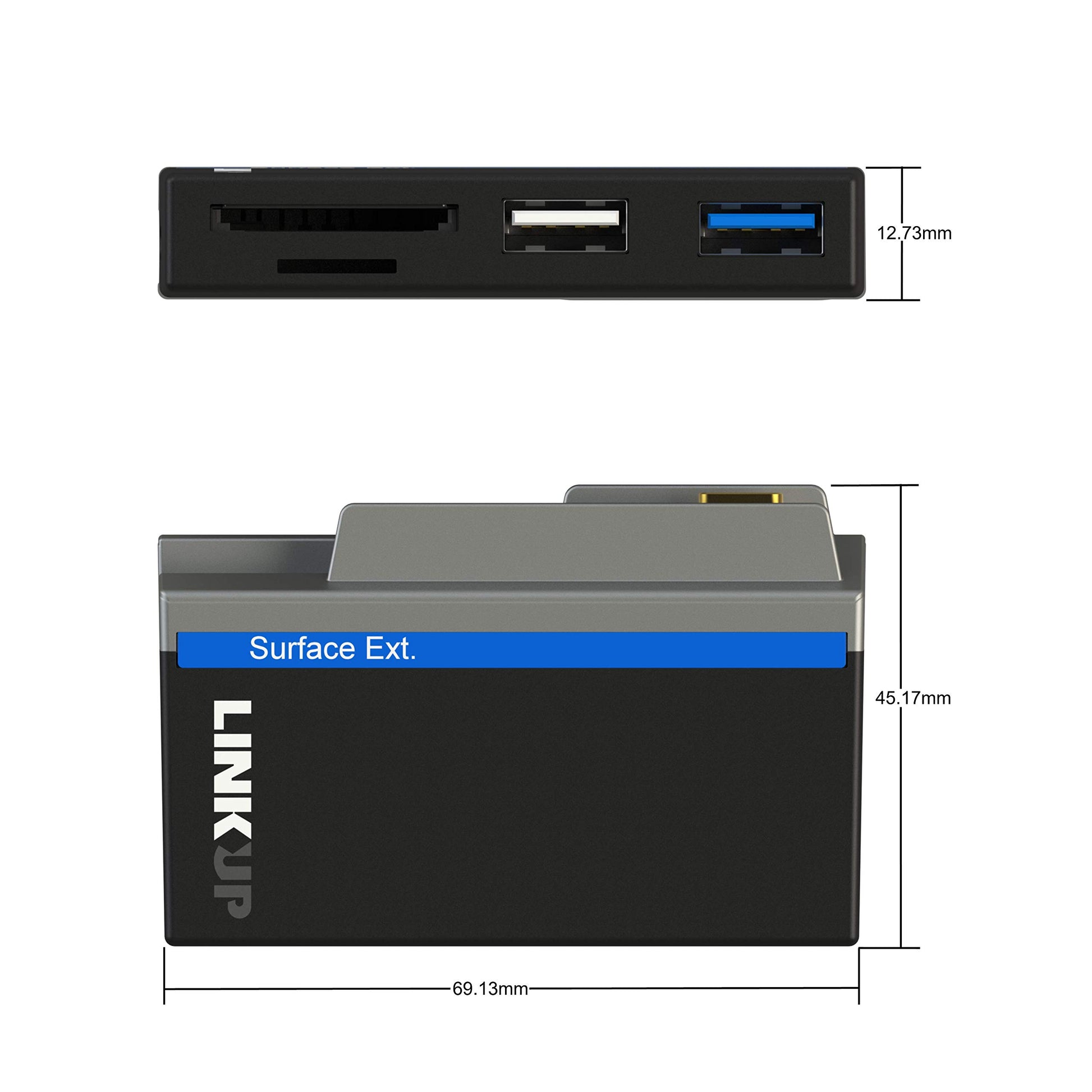 LINKUP - Microsoft Surface GO Compatible Docking Station USB C Dock | 5-in-1 SDXC Card Reader Hub | USB-A 2.0 USBA-3.0 SD/MicroSD USB-C Charging Port | Compatible with Original Surface Power Plug