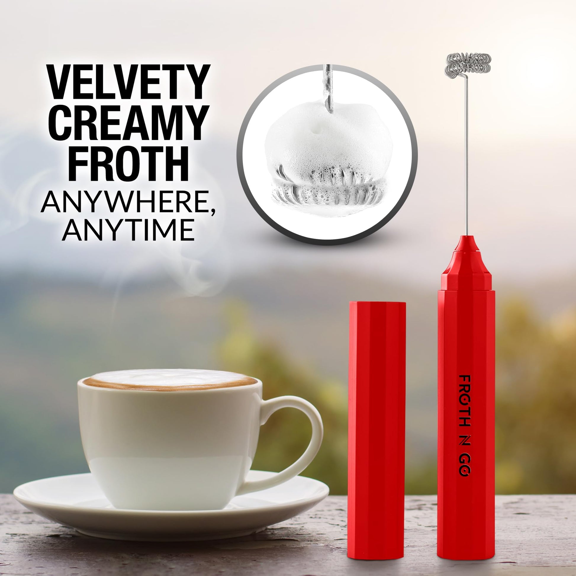 Espumador de Leche Zulay Rojo Recargable 3 en 1 con Funda y Cargador USB-C