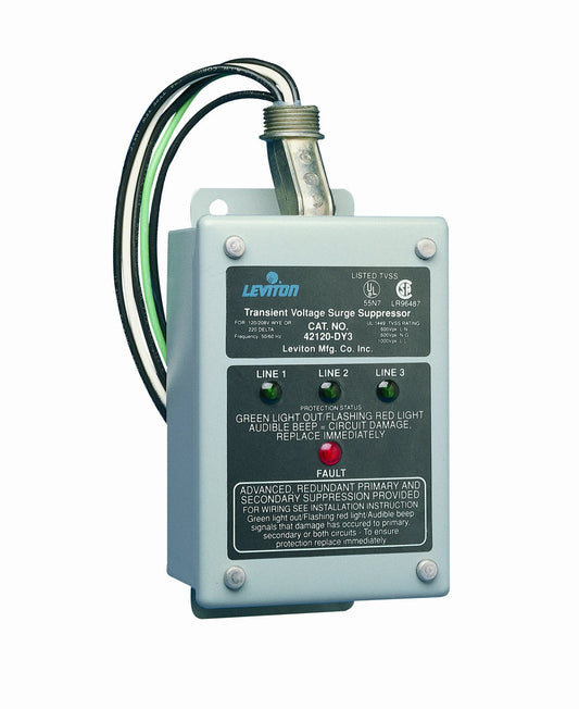 Leviton Supresor de Picos de Voltaje de 120/208 V, Trifásico, 220 V Trifásico Delta, Protección de 4 Modos, Compatible con Decora Home Controls