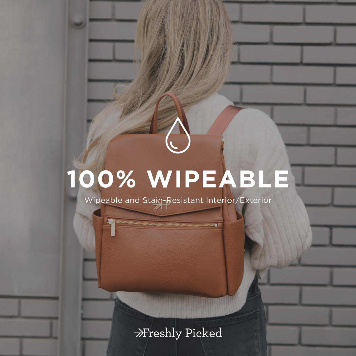Freshly Picked Mochila Convertible Mini Pañalera Clásica, Talla Única Coñac