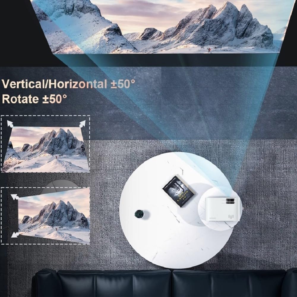 Kosiehouse Proyector Portátil Full HD 1080P Proyector de Películas Multimedia de Cine en Casa, Proyectores Compatible con HDMI, VGA, USB, AV, Chromecast, Mini Proyector para TV Box, PS4,Laptop,Game,PC
